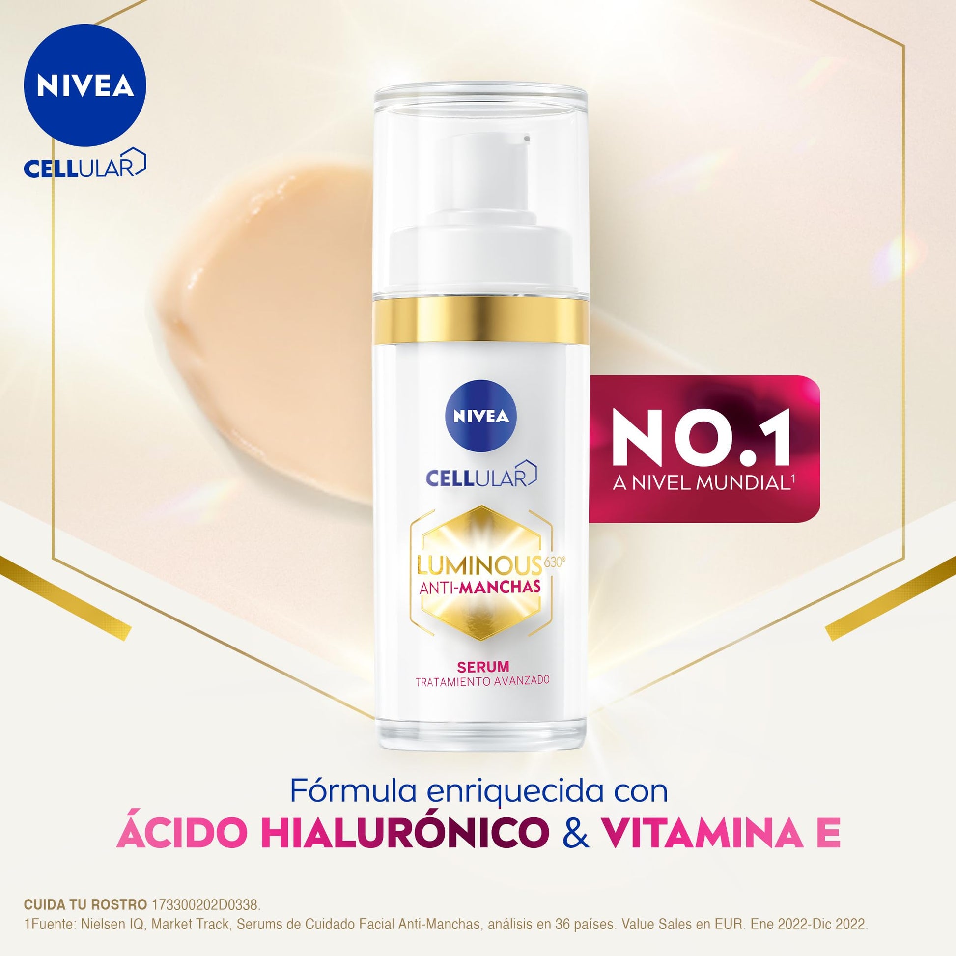 NIVEA Cellular Luminous630 Anti-Manchas Crema Reparadora de Noche Enriquecido Con Ácido Hialurónico + Cellular LUMINOUS630 Anti-manchas Suero Facial Aclarador de Piel Crema Facial