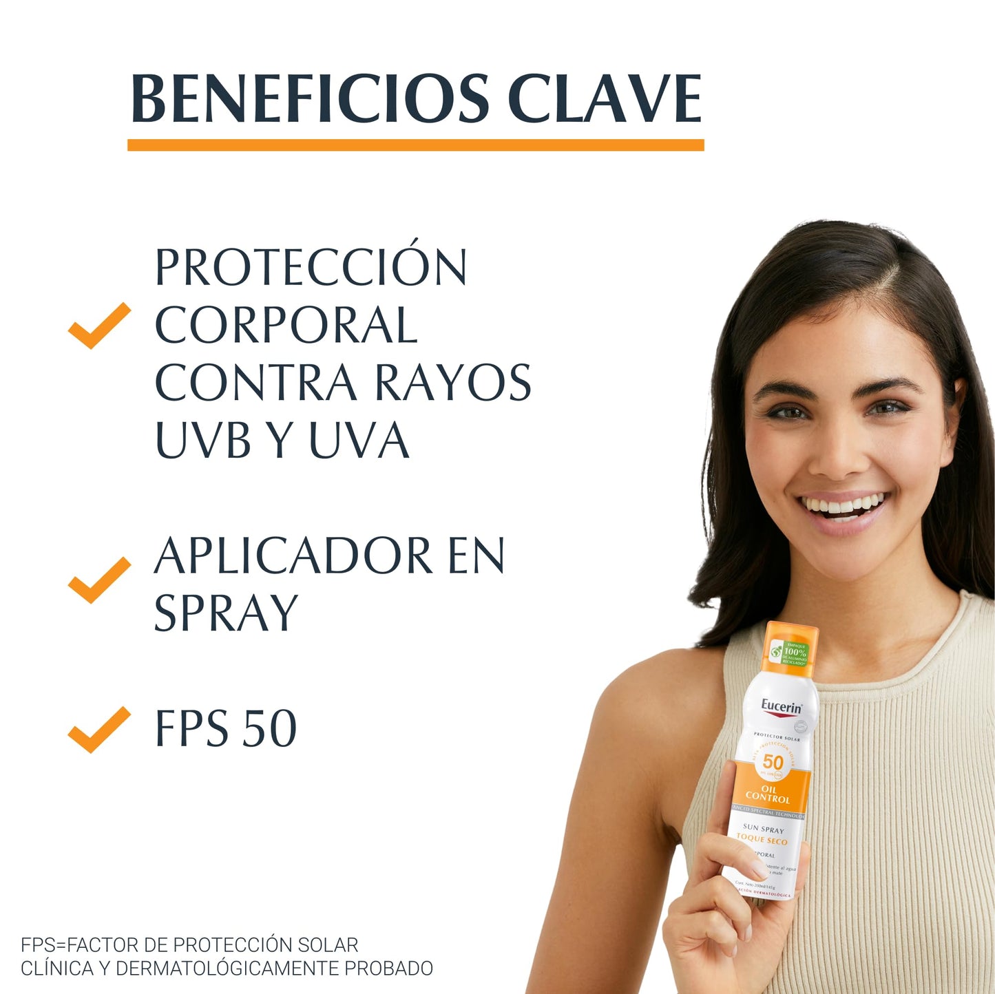 Protector Solar Corporal Eucerin Toque Seco FPS 50+ Spray