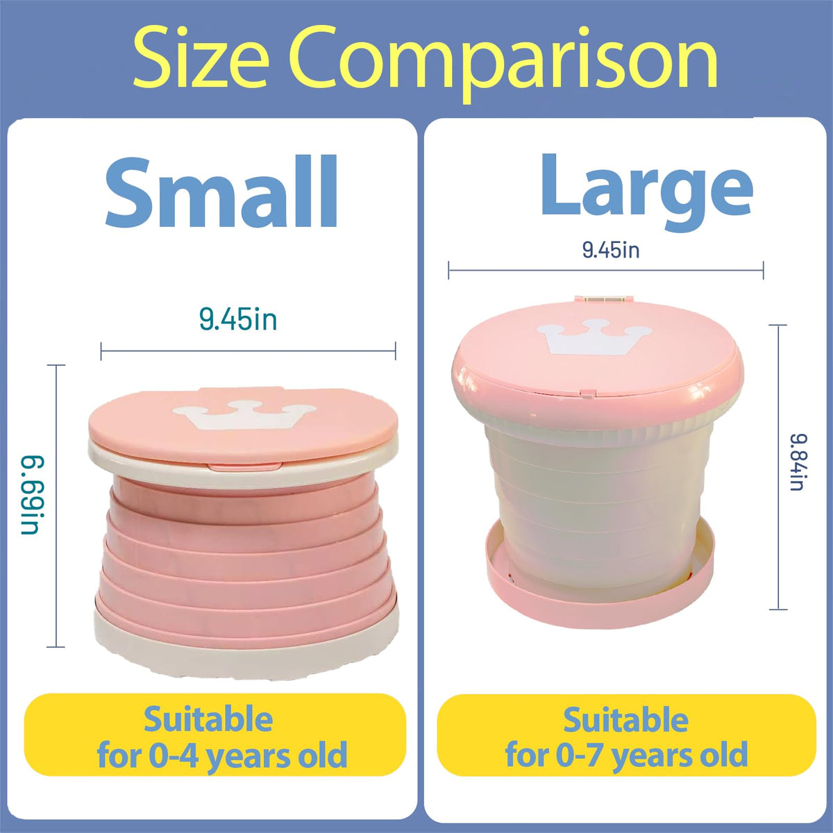 SunnySmile - Orinal de viaje para niños pequeños, inodoro portátil y plegable, se aplica al asiento de emergencia para automóvil, campamento, al aire última intervensión, interior (rosa, grande)