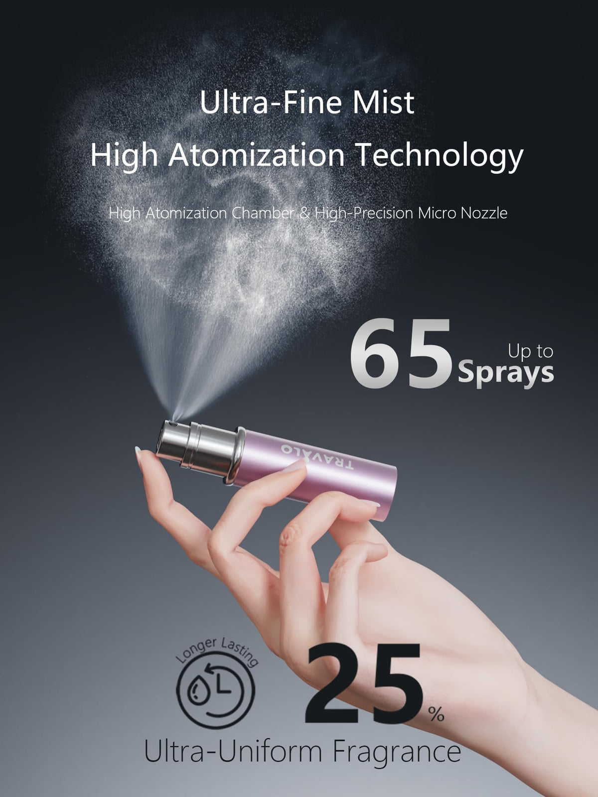 Travalo ESSENTI - Atomizador de perfume recargable, botella de viaje, mini dispensador de colonia, mini botella de aerosol portátil para mujeres y hombres, regalo, Rosado, 0.2 Ounces, ESSENTI