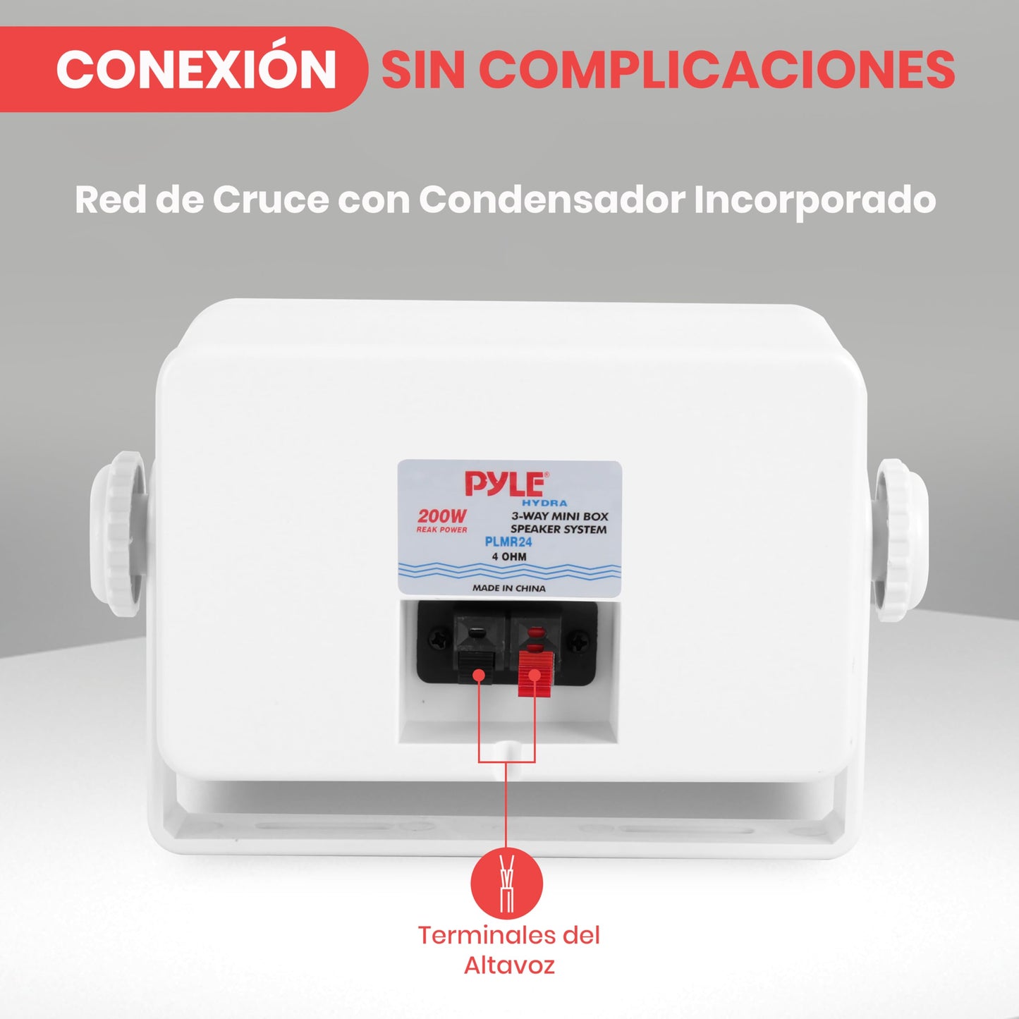 Pyle Bocinas de 3.5 Pulgadas de 3 Vías para Interiores y Exteriores, Sistema de Sonido de Pared Resistente al Agua, 200 Watts, 1 Par, Blanco