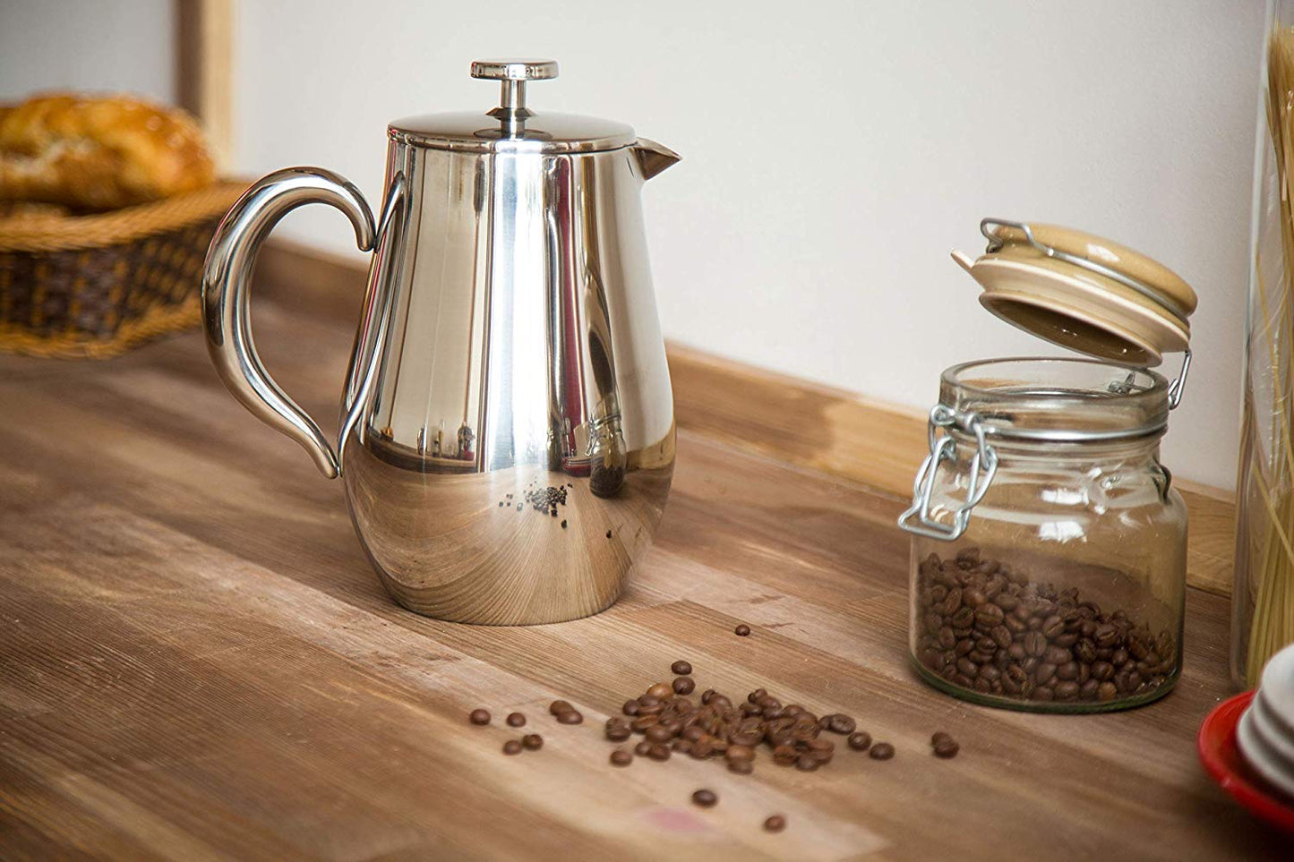 Cafetera de Pistón VeoHome Acero Inoxidable Irrompible 1 Litro