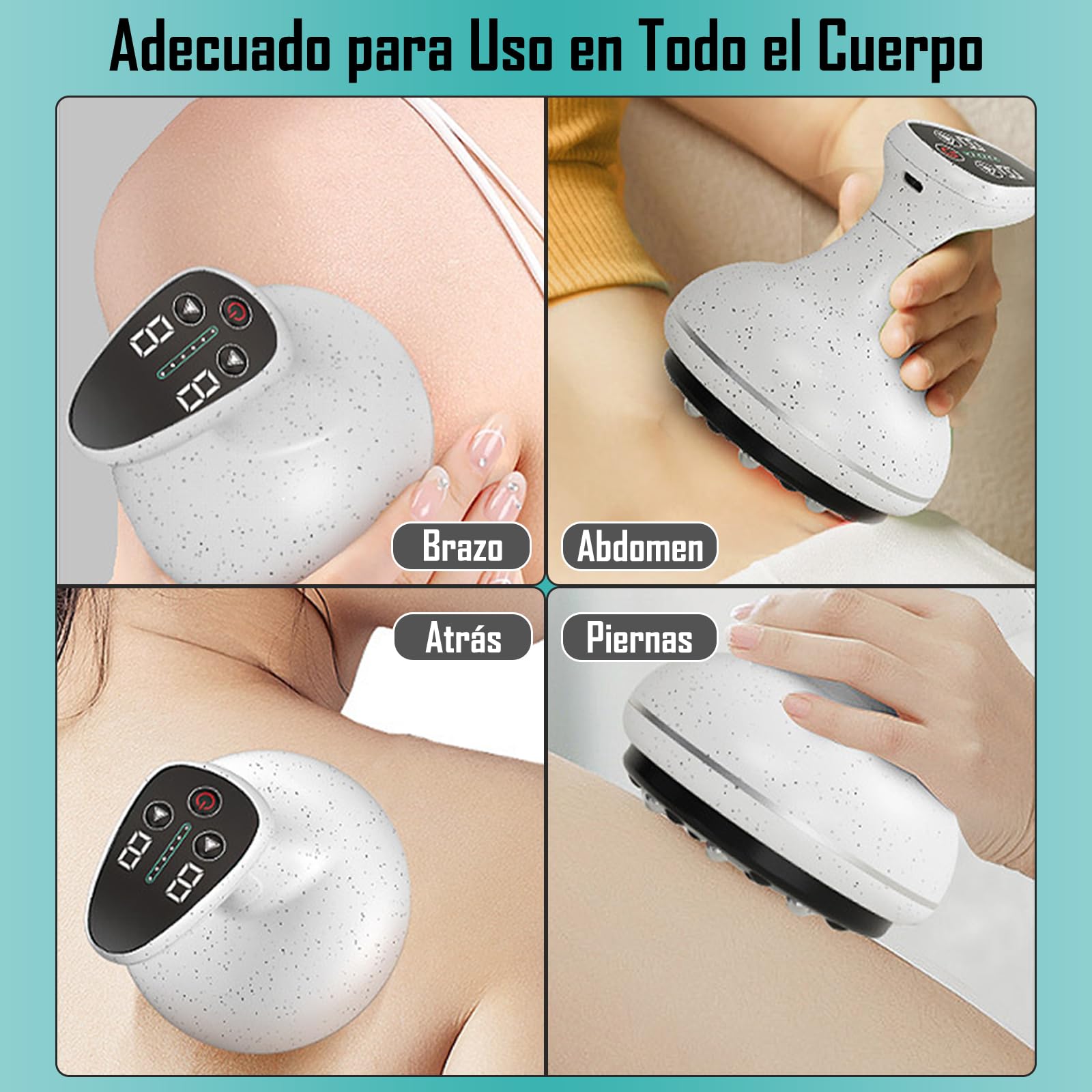 DFDAGDA Masajeador ventosas terapeuticas Eléctricas，Herramienta de Gua Sha Recargable 4 en 1，9 niveles de temperatura y potencia para eliminar celulitis Alivio del dolor de espalda Acupoint