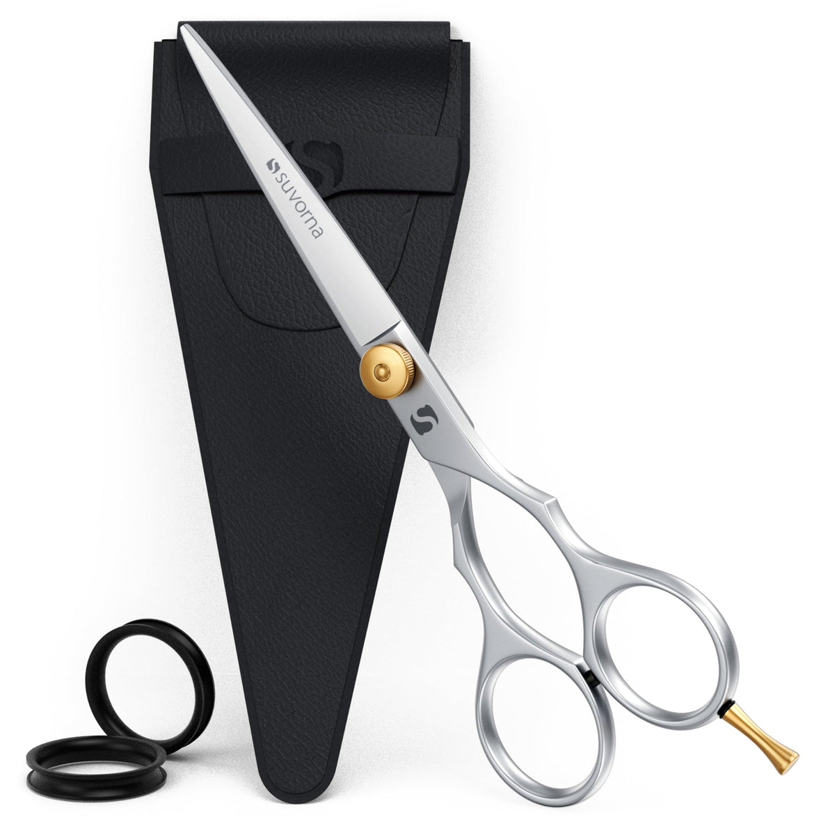 Tijeras de corte de pelo Suvorna de 5,5" para profesionales, barberos y peluqueros - Tijeras de pelo para cortar y recortar - Tijeras de pelo de mano derecha para hombres y mujeres.
