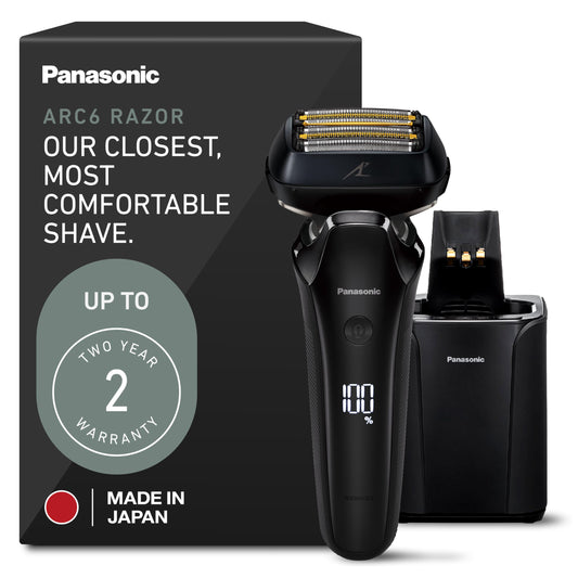Maquinilla de Afeitar Eléctrica Panasonic Negra ARC6 con Seis Cuchillas y Estación de Limpieza para Hombre