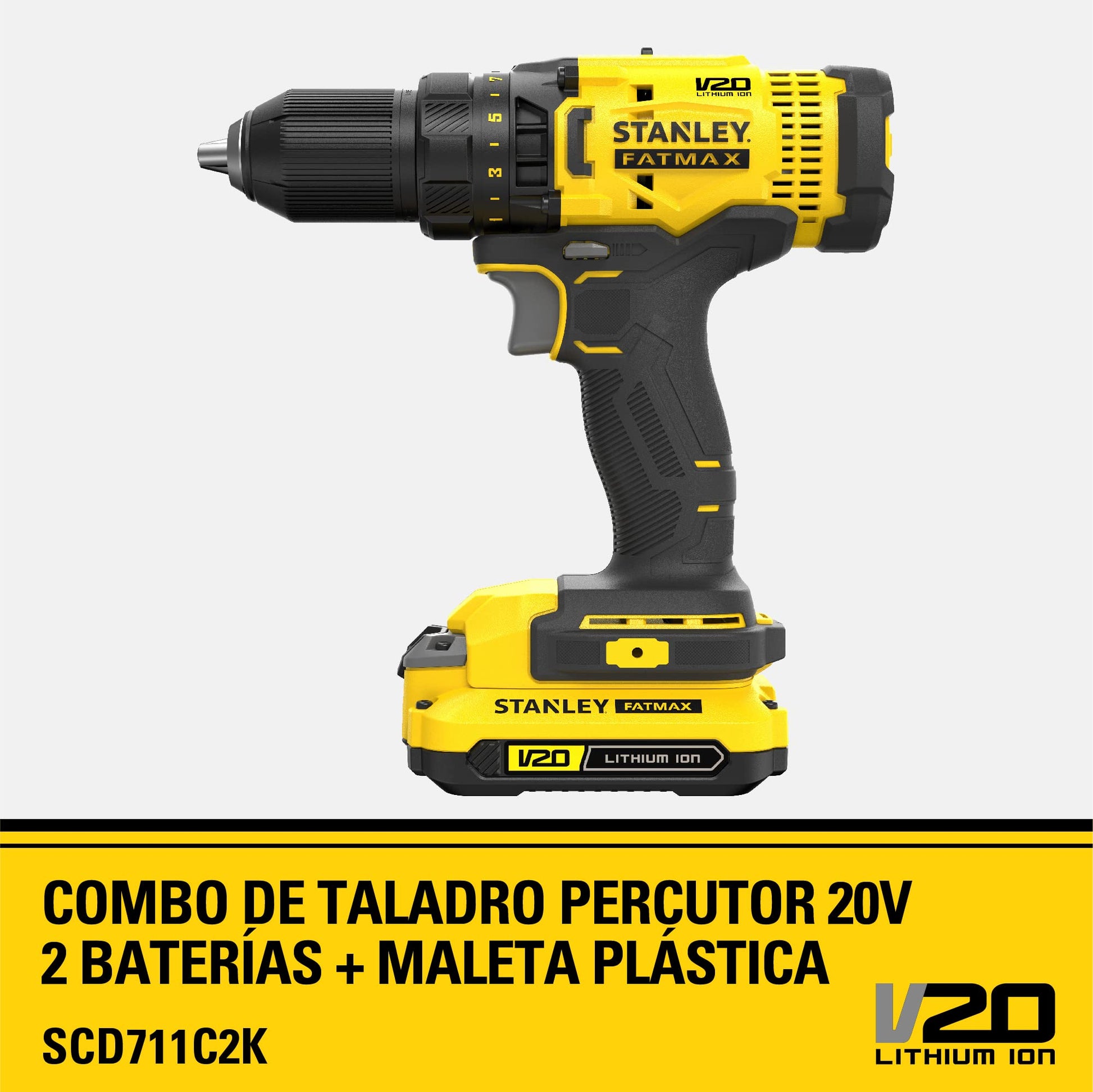 STANLEY Rotomatillo Inalámbrico 20V con 2 Baterías SCD711C2K