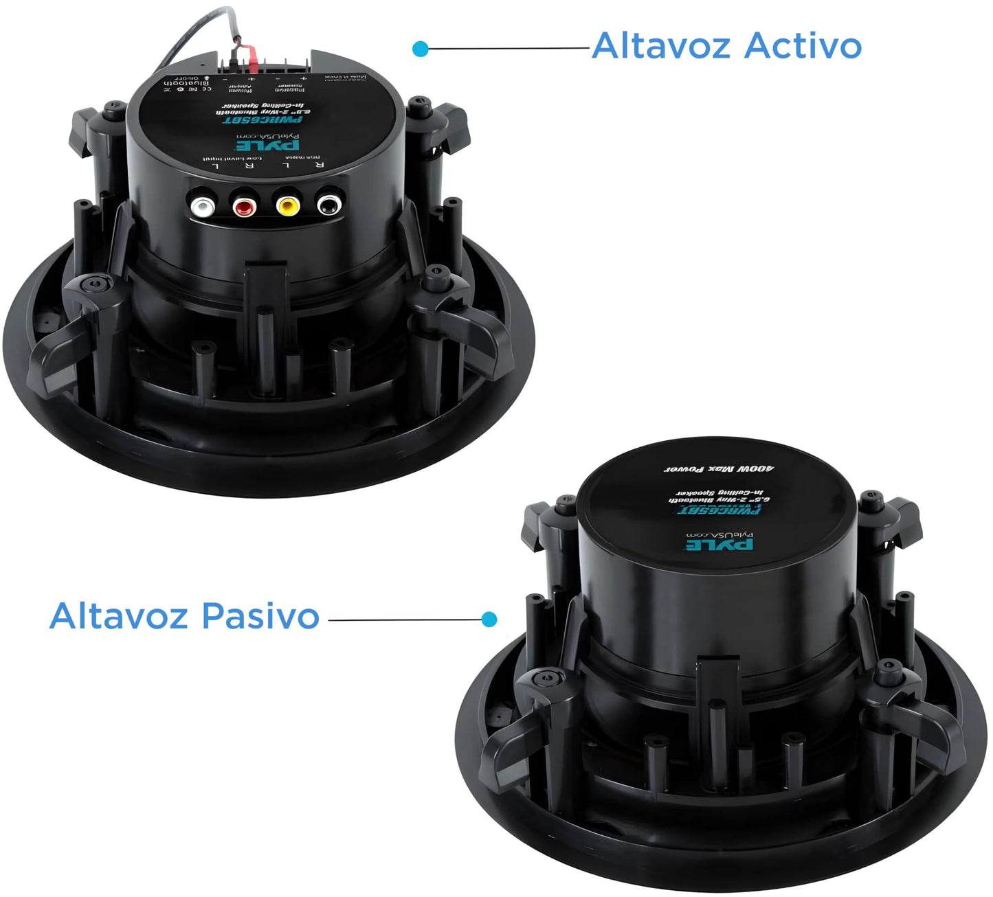 Pyle Bocinas de Montaje en Techo y Pared de 6.5" 300W, Kit de Subwoofer Estéreo de 2 Vías Dual con Bluetooth Inalámbrico, Montaje Empotrado en Pared y Techo para Sistema de Sonido Surround en Casa