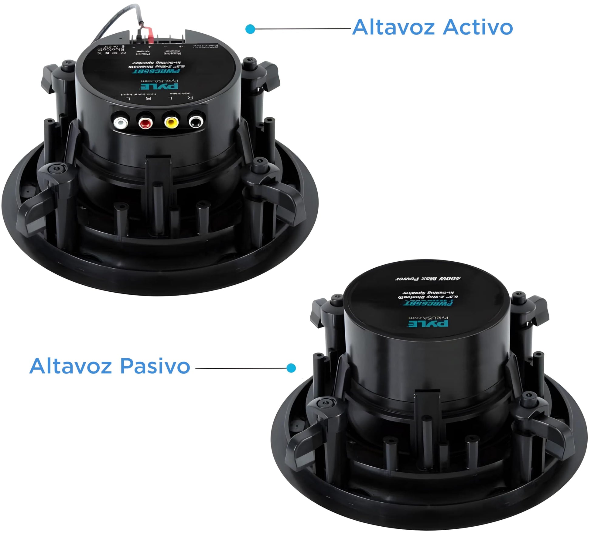 Pyle Bocinas de Montaje en Techo y Pared de 6.5" 300W, Kit de Subwoofer Estéreo de 2 Vías Dual con Bluetooth Inalámbrico, Montaje Empotrado en Pared y Techo para Sistema de Sonido Surround en Casa