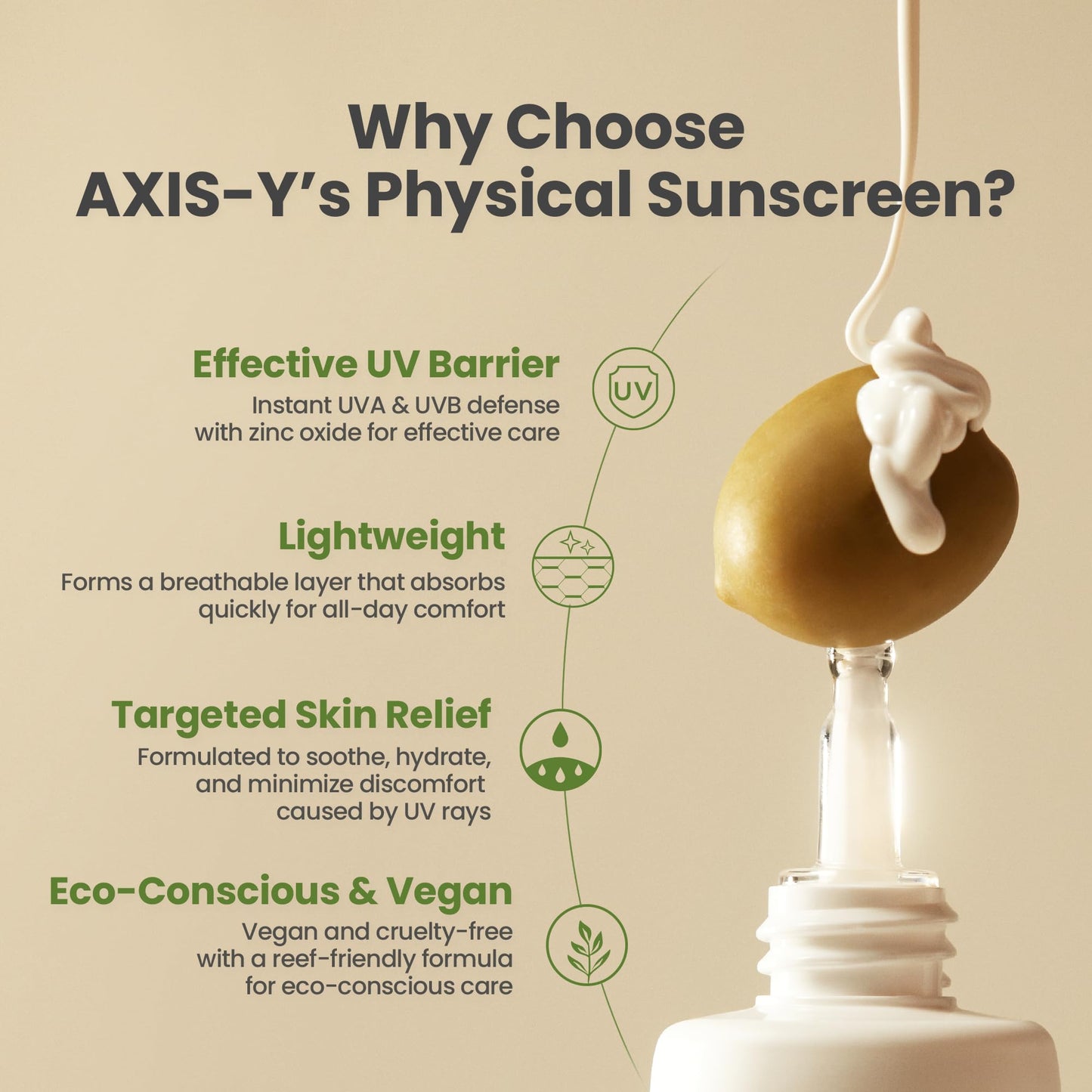 AXIS-Y COMPLETE NO-STRESS PHYSICAL SUNSCREEN 50ML- PROTECTOR SOLAR SPF 50+ PA ++++ - Protector solar con 2% de niacinamida y péptidos para proteger del sol, reducir manchas y prevenir arrugas - Con óxido de zinc seguro para los arrecifes 50ml
