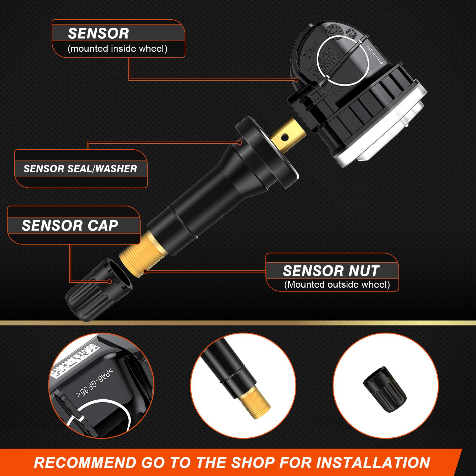 ISINFLASH Sensor TPMS, sensor de presión de neumáticos de 315 MHz, apto para Ford F150 Ecosport, Mustang Escape Explorer Fiesta Ranger para Lincoln MKX MKZ MKS MKT F2GT1A180AB F2GT1A150AB 4 piezas