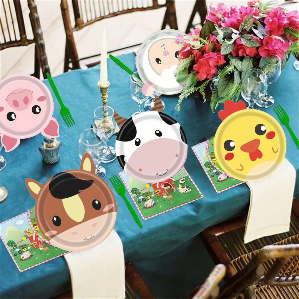 Platos de Papel para Fiestas con Animales de Granja para Cumpleaños y Baby Shower