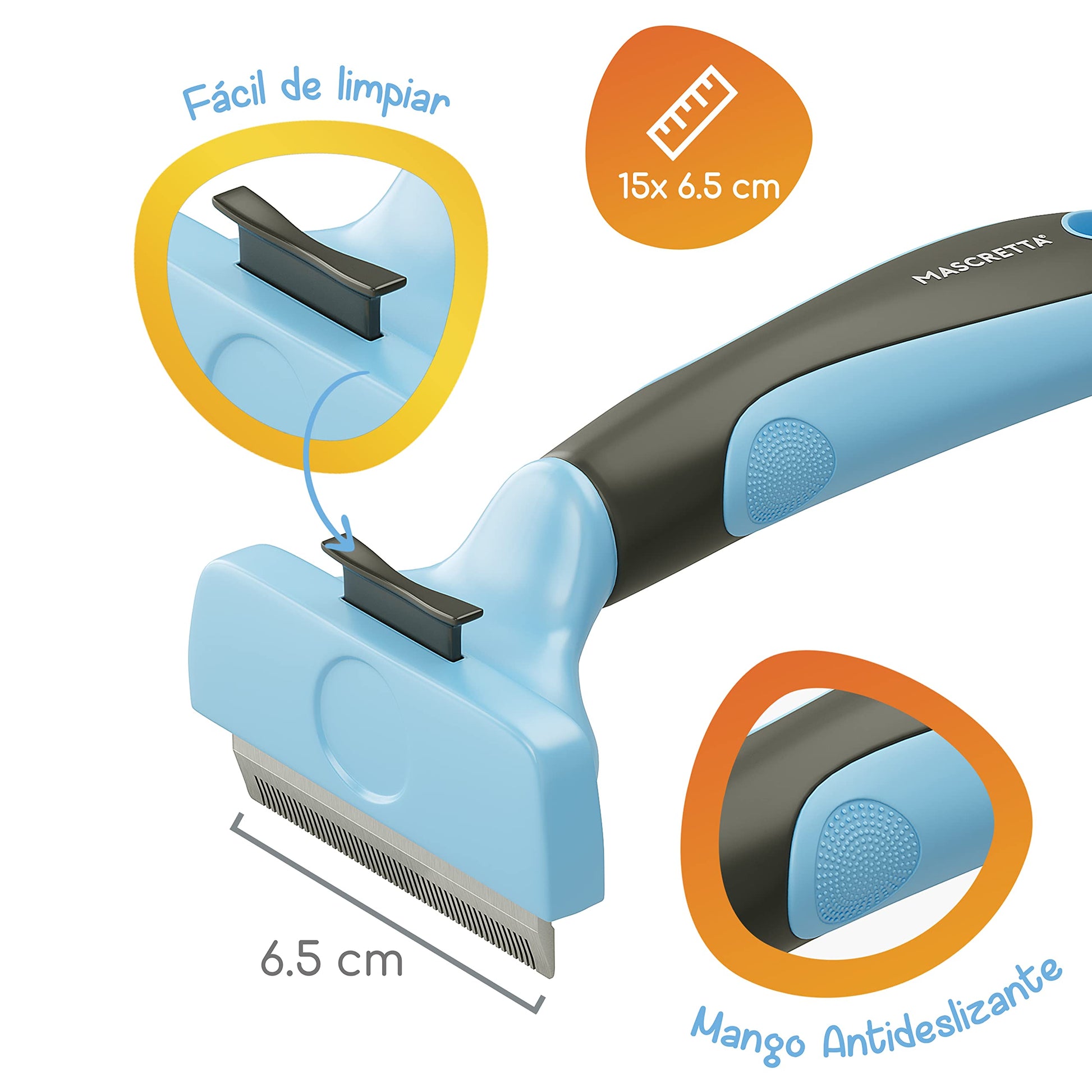 Deslanador MASCRETTA Azul con Diseño de Agarre Firme y Cómodo para Mascotas