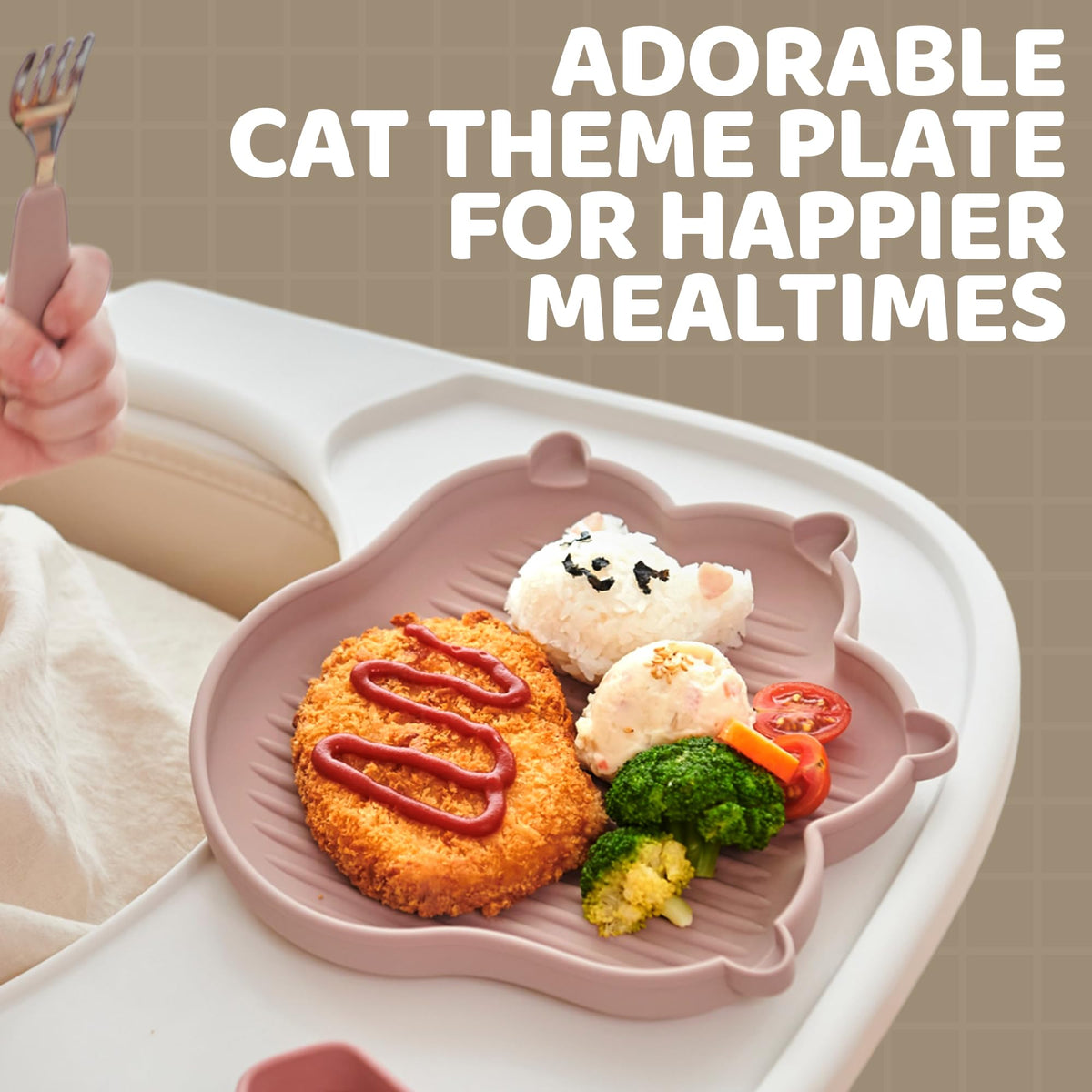Firgi MEOW Plate - Platos de alimentación para bebés pequeños, 100% silicona de grado alimenticio, suministros de destete LED, sin BPA, suministros de alimentación de silicona suave y duradera, sin