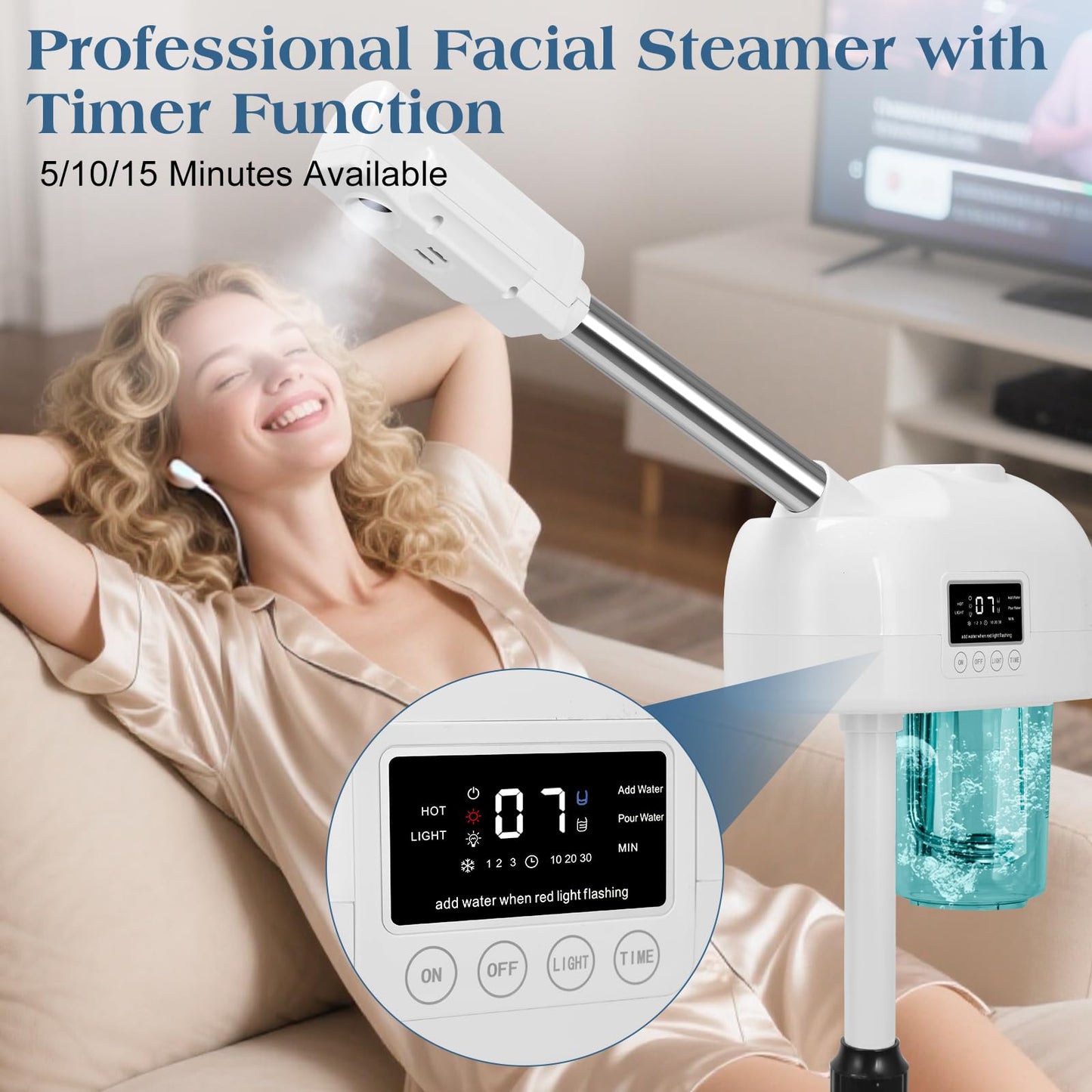 Eprince Vaporizador Facial Profesional De Niebla Caliente Y Ozono Iónico Para Esteticistas, Hogar Y Spa, Color Blanco