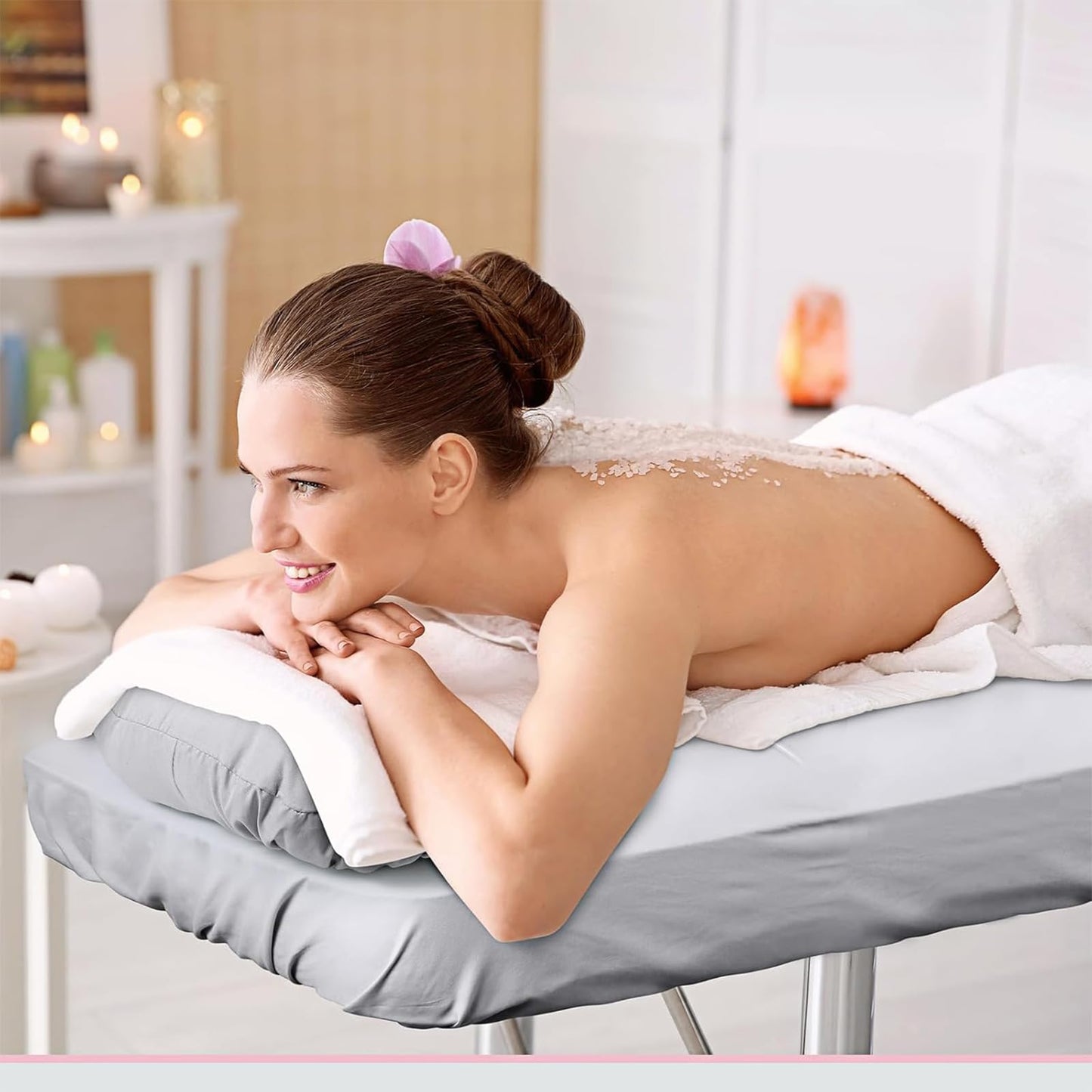 Juego de Sábanas de Masaje de Microfibra Antiarrugas para Salón Spa Blanca