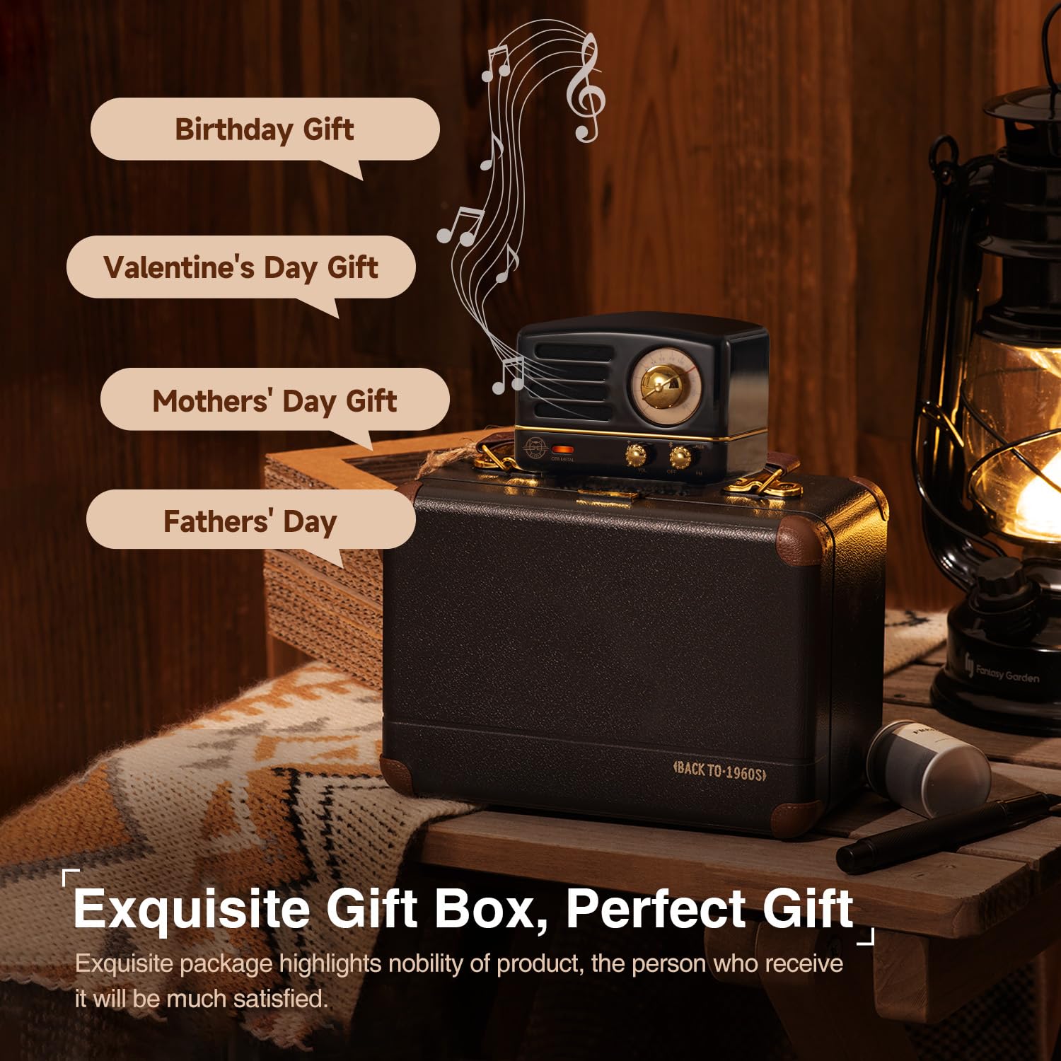 Muzen - Altavoz Bluetooth portátil, Altavoz inalámbrico pequeño de Metal OTR, Radio FM con Antena AUX, 10 Horas de Tiempo de reproducción prolongado, Audio estéreo de Alta fidelidad con veliz,