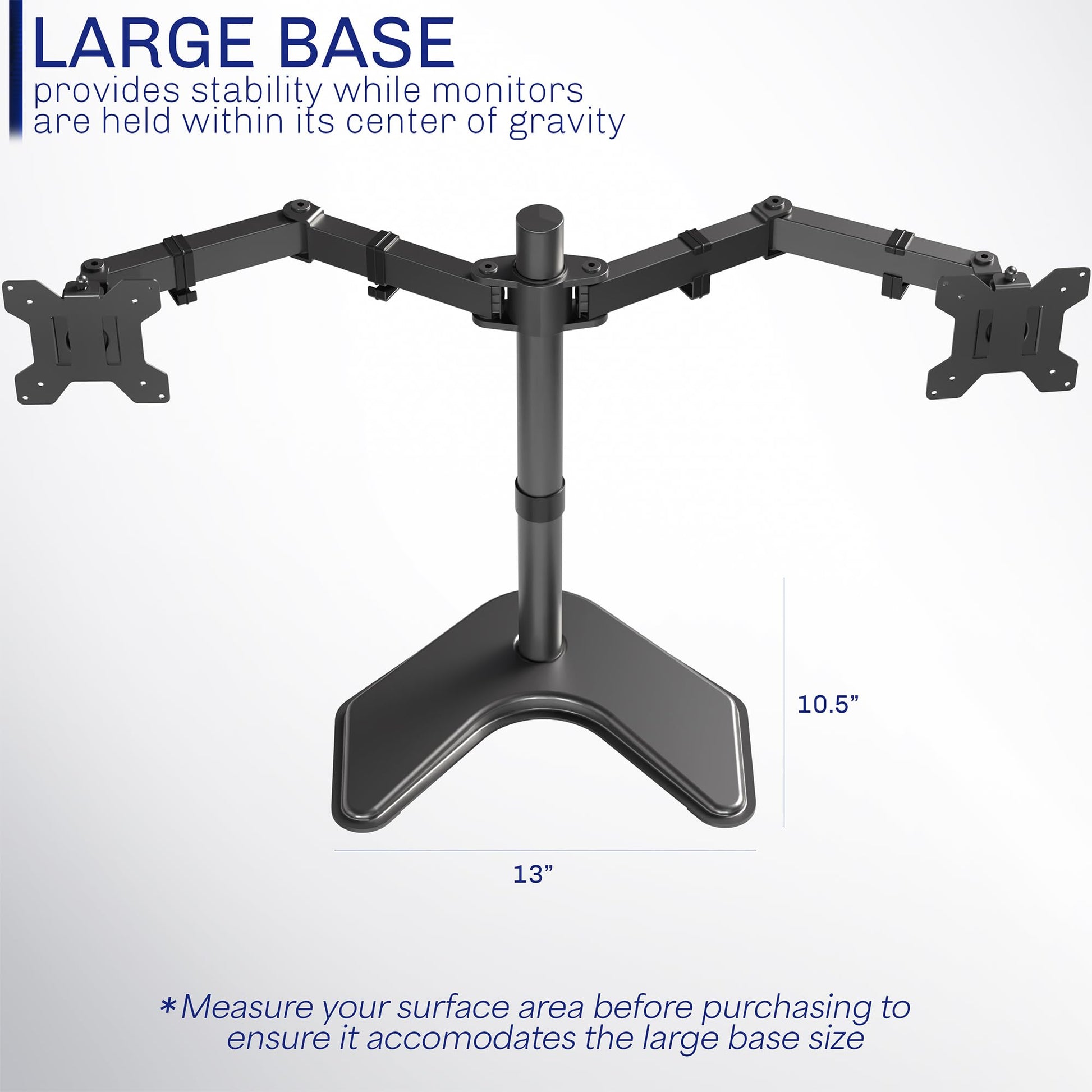 Soporte para Monitor LCD Doble VIVO Negro de Alta Resistencia con Brazos Ajustables para 2 Pantallas hasta 27 Pulgadas