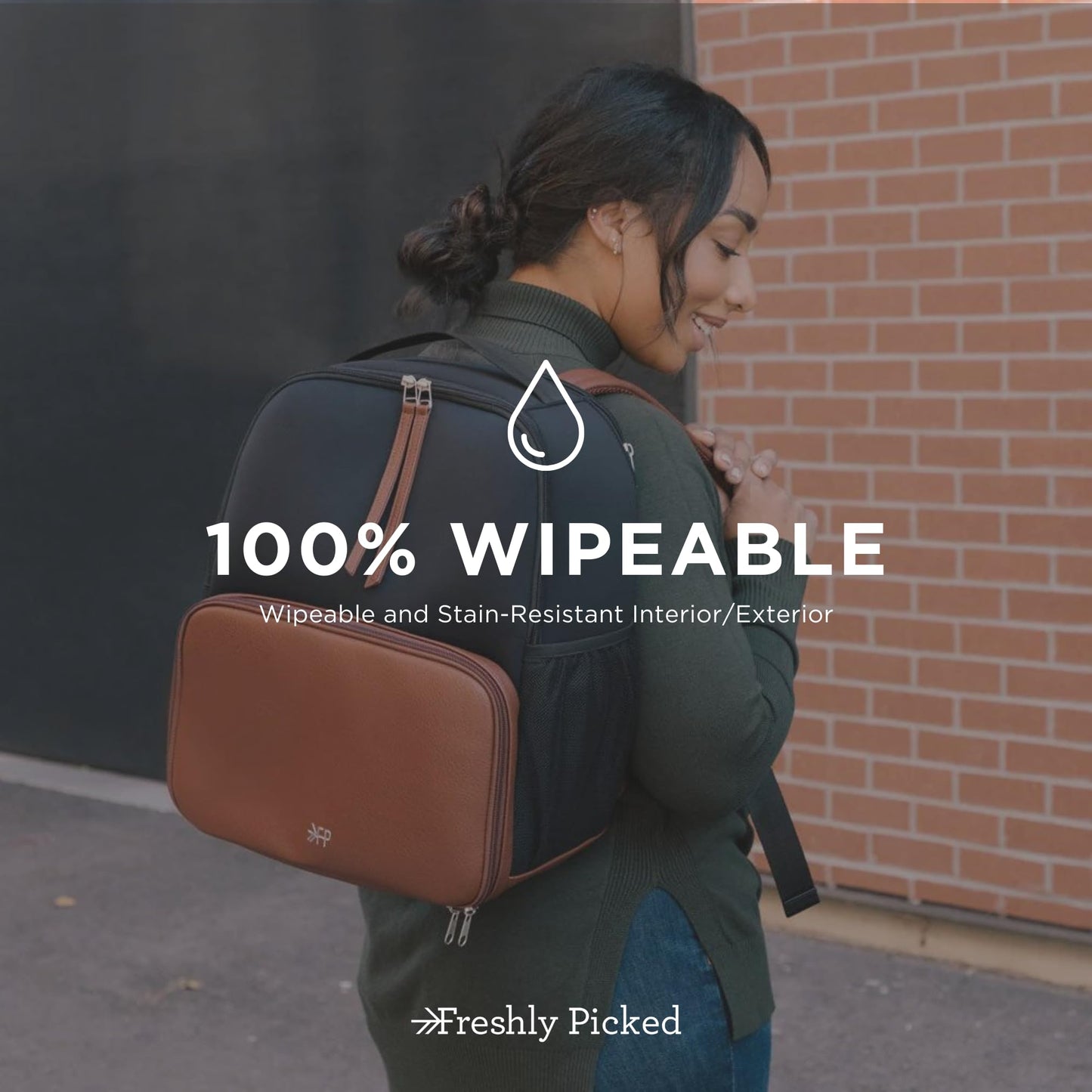 Freshly Picked Classic V1 - Mochila para pañales para bebé, bolsas de pañales de piel vegana con cambiador, convertible, Negro -, Mochilas de viaje