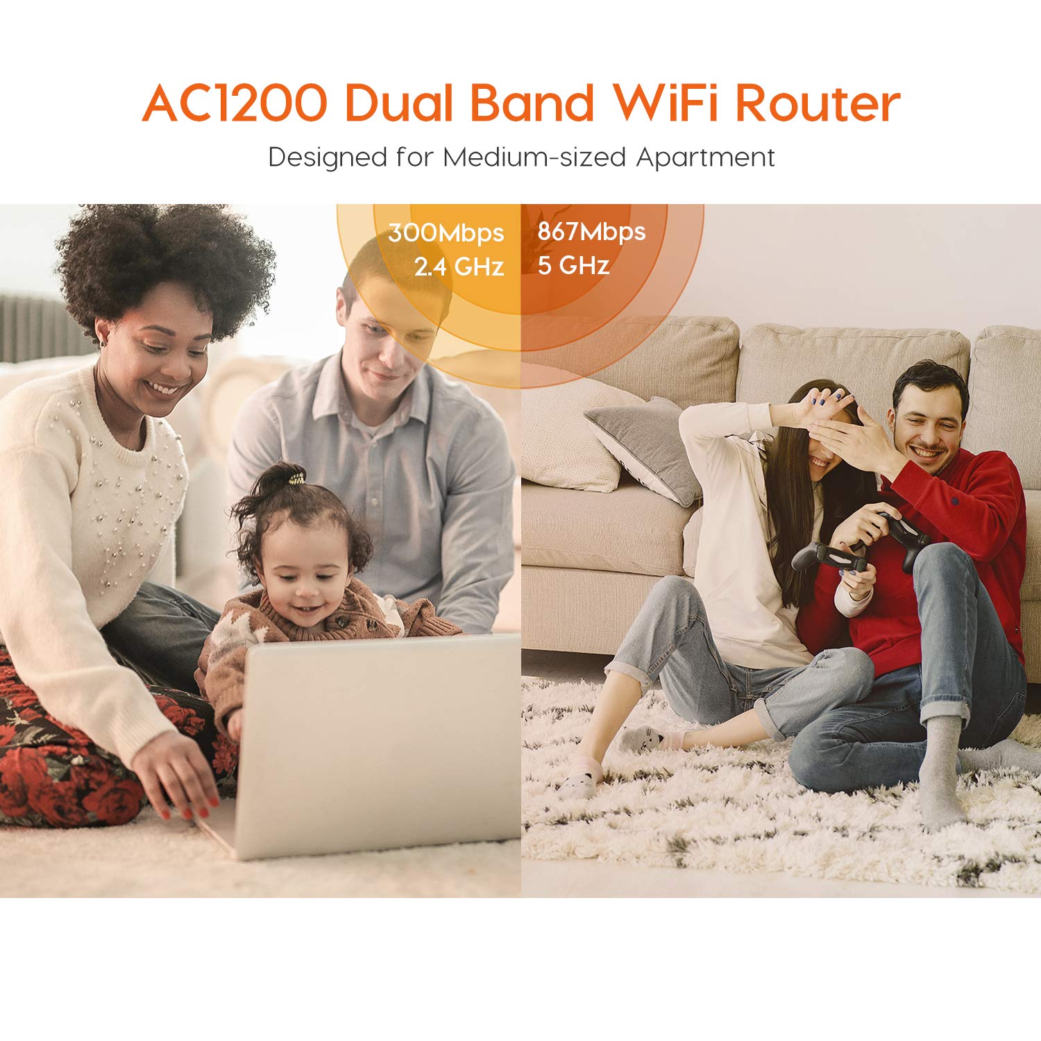 Router WiFi Tenda AC5 AC1200 Blanco de Doble Banda con Controles Parentales
