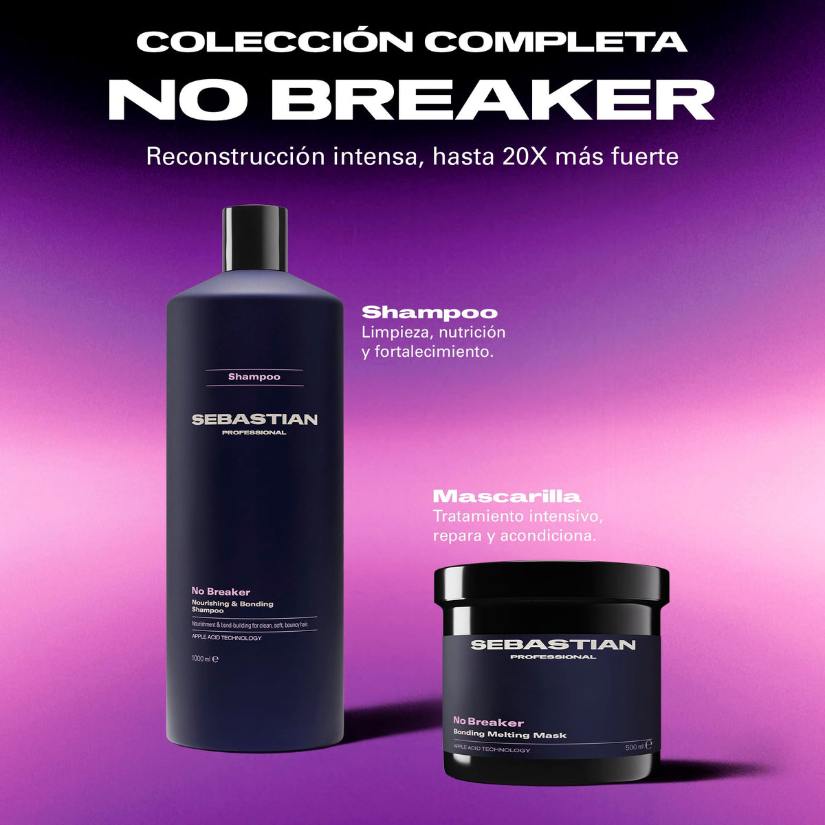 Sebastian Professional No Breaker Shampoo Reparador Sin Parabenos, Vegano