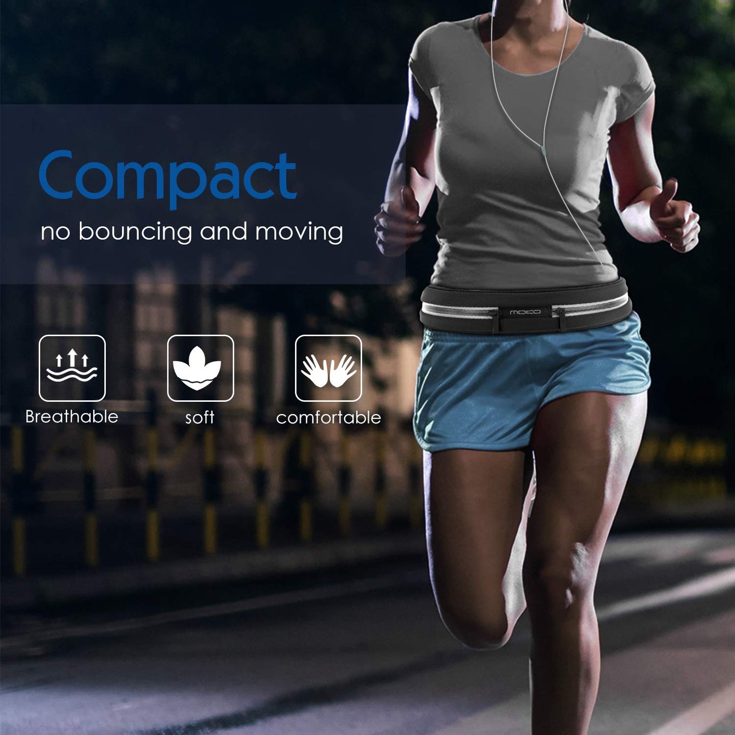 Cinturón Deportivo MoKo Azul Reflectante Resistente al Sudor Compatible con iPhone para Hombre y Mujer