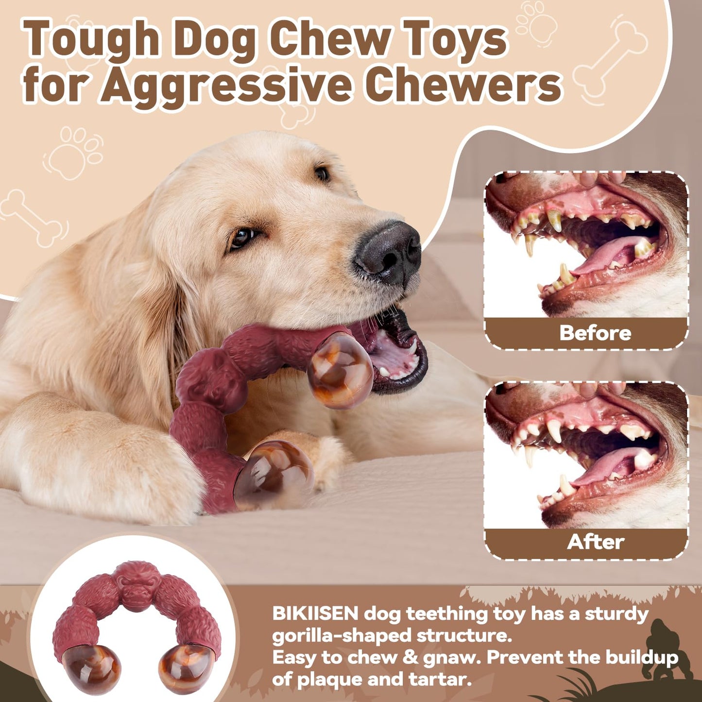 BIKIISEN - Juguetes para perros grandes: masticables y chirriantes, interactivos para aldeaños ataques de visitante