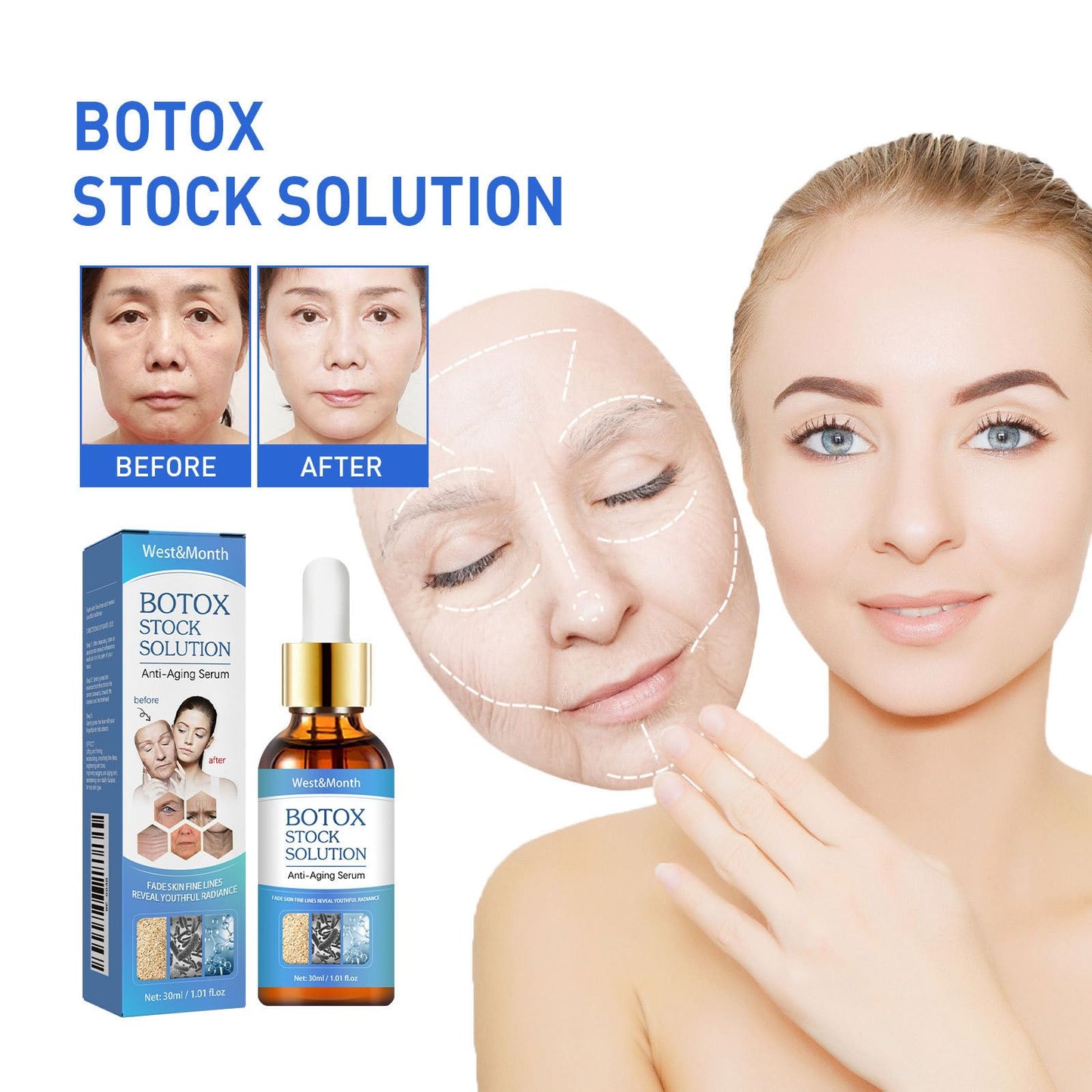 Suero de colágeno antienvejecimiento West & Month - Suero de colágeno antienvejecimiento West & Month, suero antienvejecimiento Collagen Boost, deja que tu piel recupere los 18 años (2 piezas)