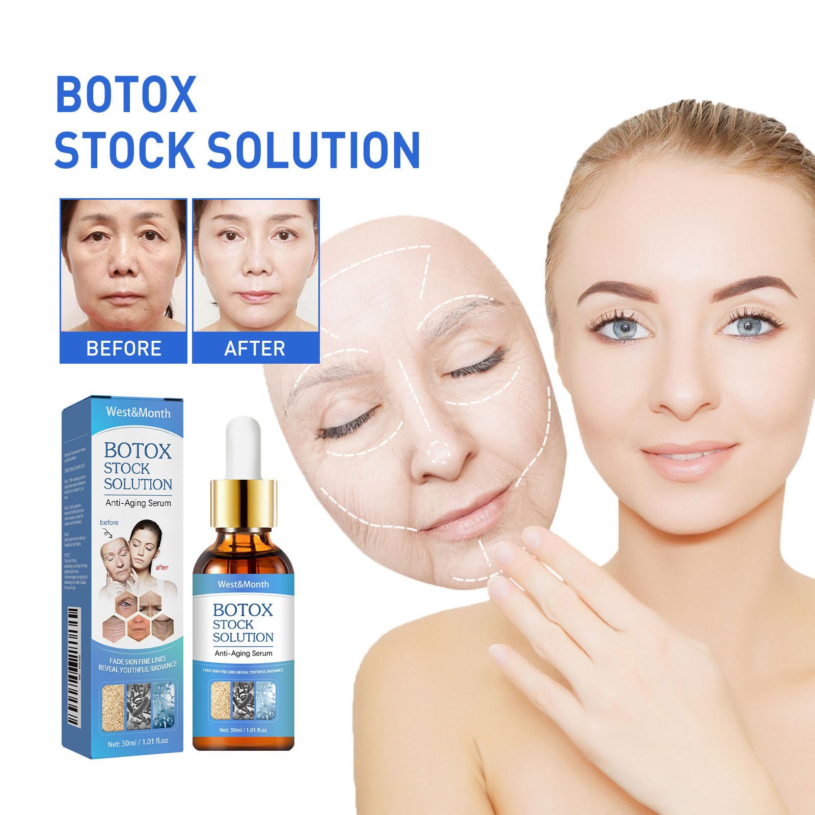 Suero de colágeno antienvejecimiento West & Month - Suero de colágeno antienvejecimiento West & Month, suero antienvejecimiento Collagen Boost, deja que tu piel recupere los 18 años (2 piezas)