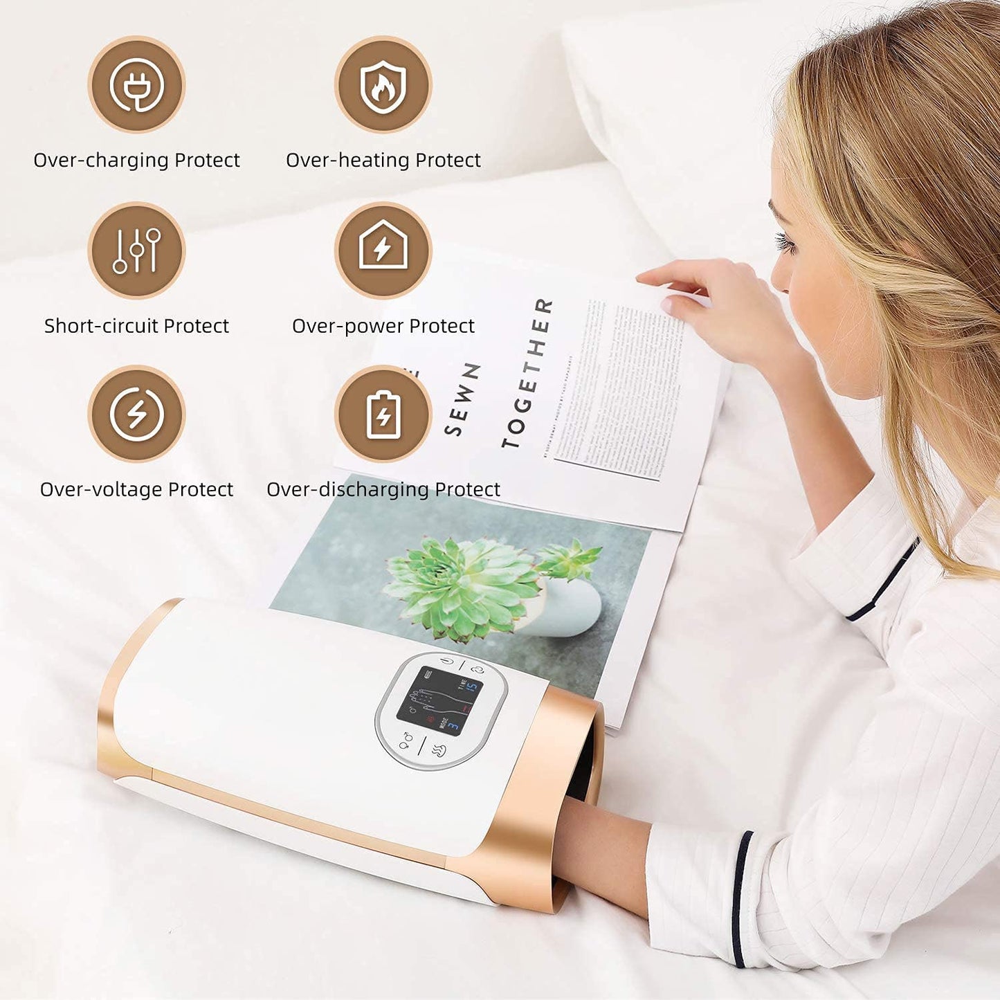 Masajeador De Manos para Artritis Masajeadores Eléctricos de Mano Hand Massager Hand Calm con Calor Compresión para El Masaje De Puntos De Acupuntura El Alivio del Dolor Adormecimiento del Túnel Carpiano y de Los Dedos
