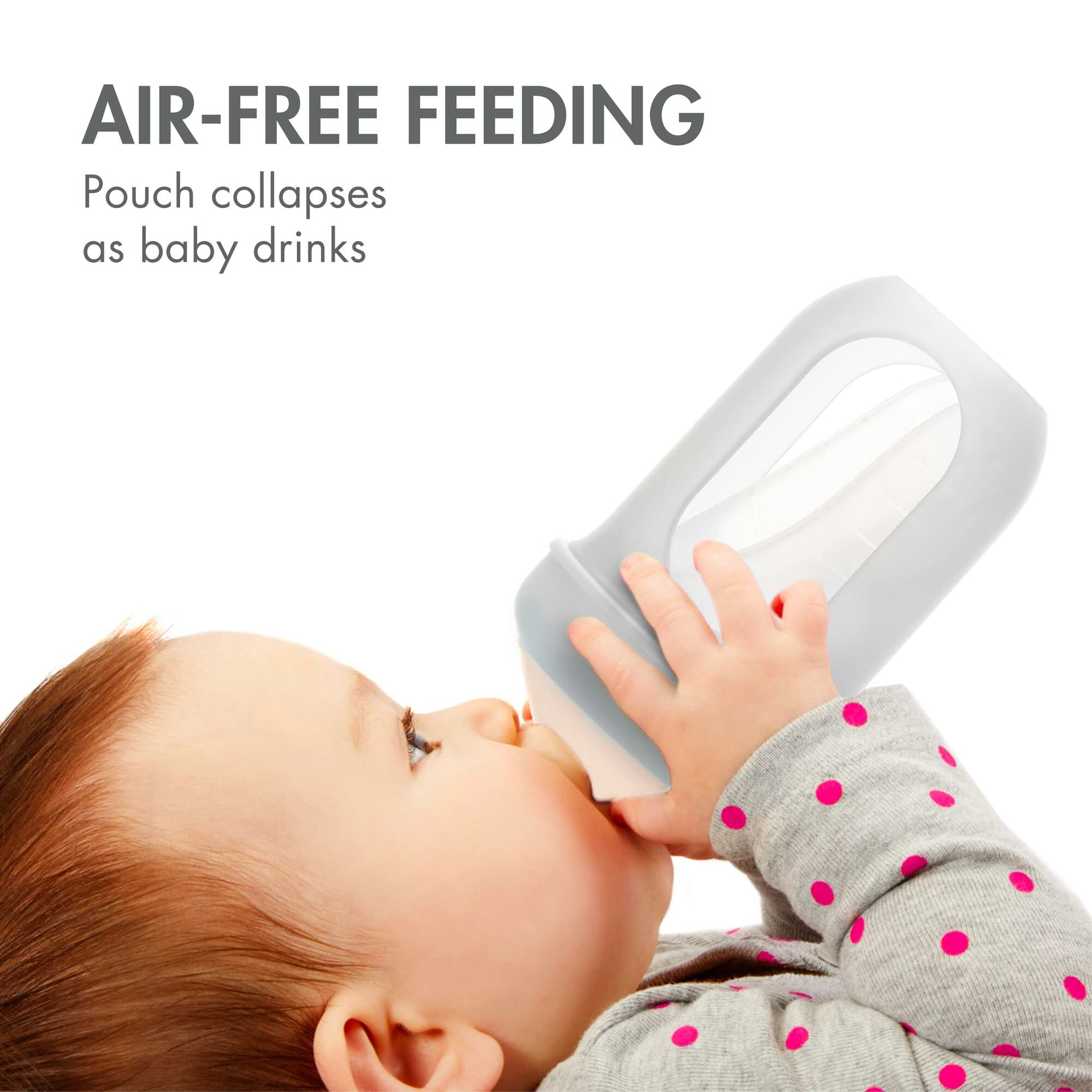 Boon Nursh - Bolsa de silicona reutilizable para biberones – Pezón de flujo lento – Bolsa de silicona para biberones y pezones – Esenciales de alimentación del bebé – Gris – 0-3 meses – 3 unidades – 4