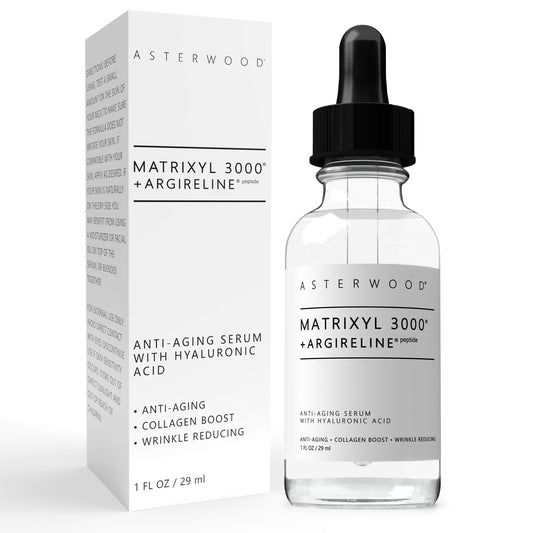 Asterwood Naturals | MATRIXYL 3000 y ARGIRELINE | Peptide Serum con Ácido Hialurónico Orgánico | 1 oz