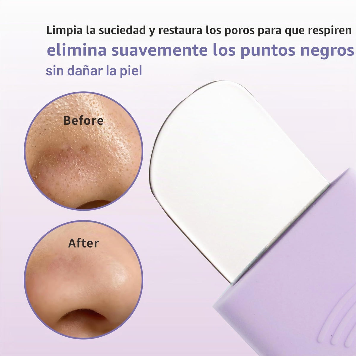 Herramienta para eliminar puntos negros, limpiador facial de silicona, raspador de nariz 2 en 1 para limpieza profunda, espátula facial para limpiar la piel, removedor de puntos negros, herramienta de
