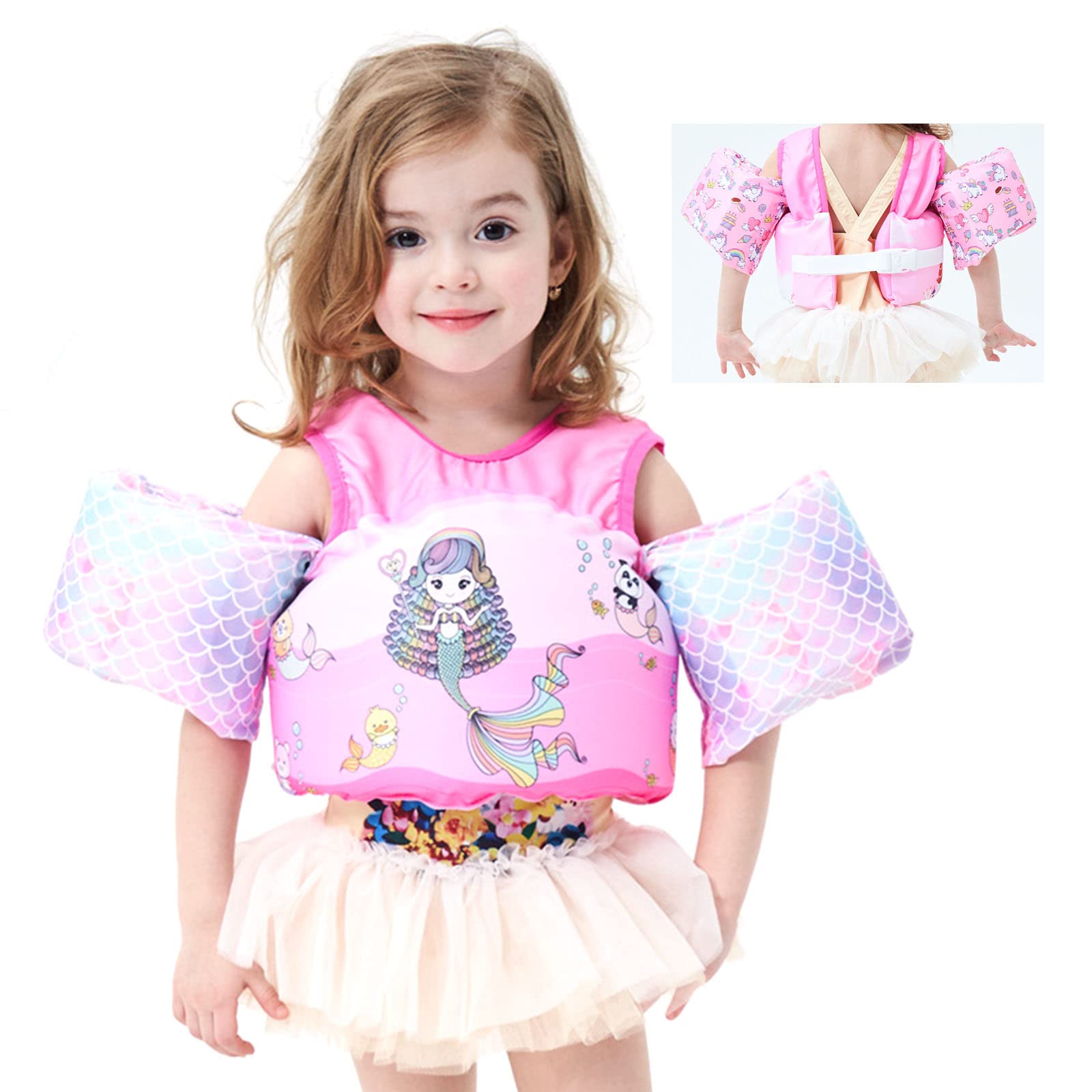 Chaleco Salvavidas VVYY8985 Sirena Ajustable para Niños y Niñas 3 a 8 Años