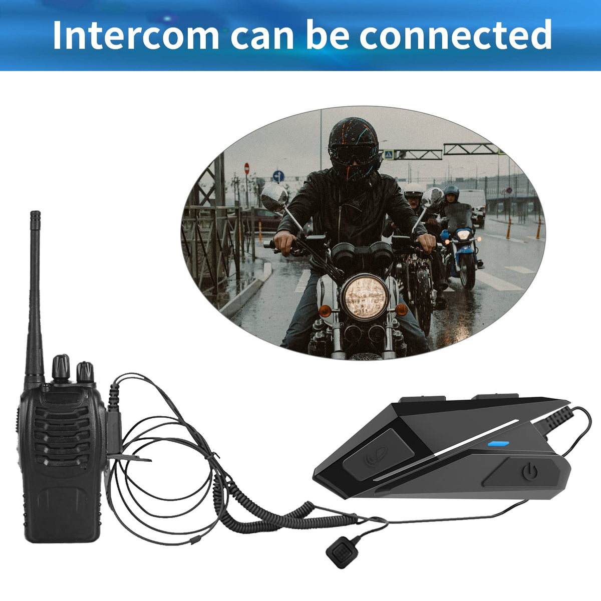 Auriculares Bluetooth VR-robot Negros para Casco de Motocicleta Impermeables con Intercomunicador Universal y Música Estéreo