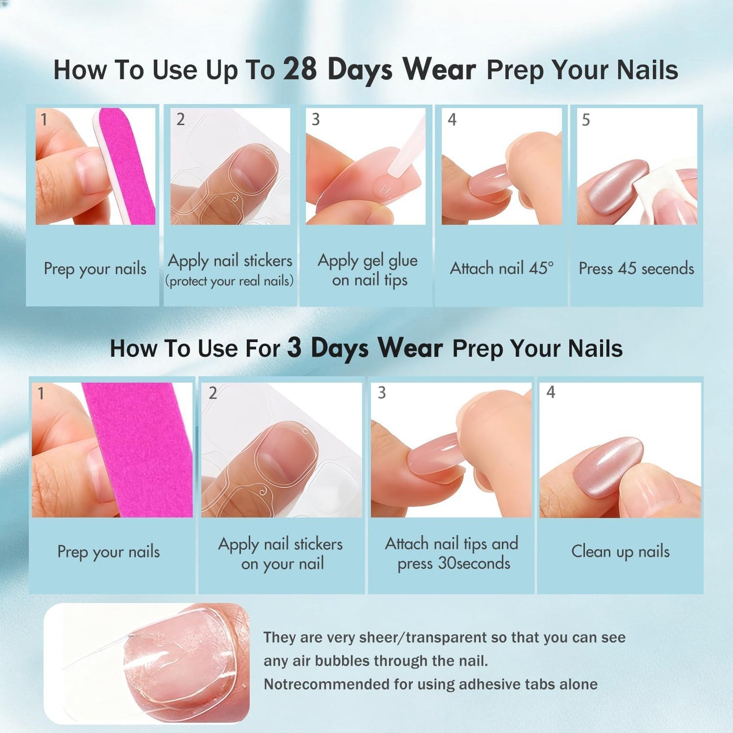 JOYVVEW Uñas postizas cortas con forma de ojo de gato - Uñas postizas ovaladas azul real, uñas postizas almendradas glaseadas con acabado brillante, calidad resistente, reutilizables, brillantes y adh