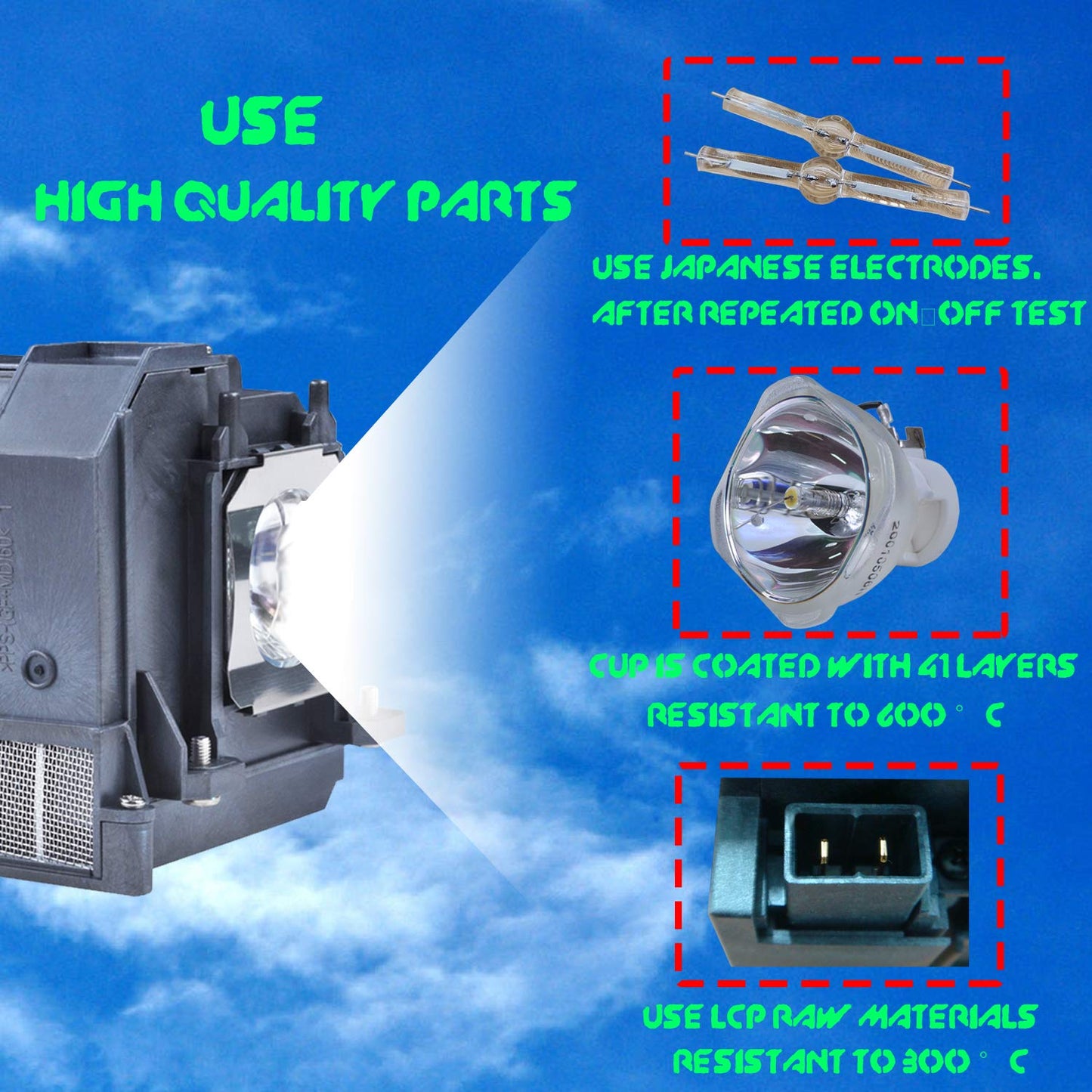 Molgoc Powerlite 480 Bulb for ELPLP71 V13H010L71 Epson brightlink 485wi brightlink 475wi powerlite 480 Projector Replacement Lamp with housing.