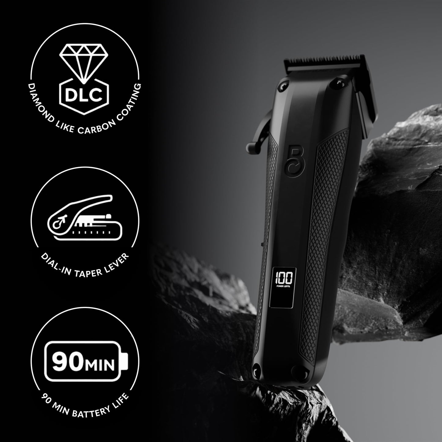 The Beard Club Pro - Recortadora de barba para hombre - Cortadora de pelo profesional para peluqueros - Eléctrico inalámbrico recargable de alta potencia 13.000 RPM - 10 guías - Palanca cónica