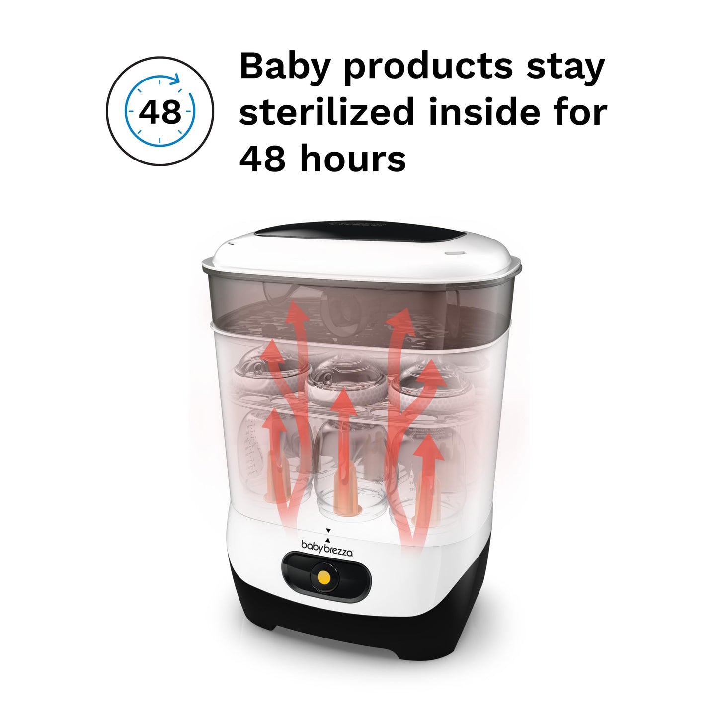 Baby Brezza Máquina esterilizadora de biberones 4 en 1, esterilización de vapor eléctrica de mayor capacidad, chupetes, piezas de extractor de leche + esterilización universal para todos los biberones: plástico, vidrio, grande, pequeño