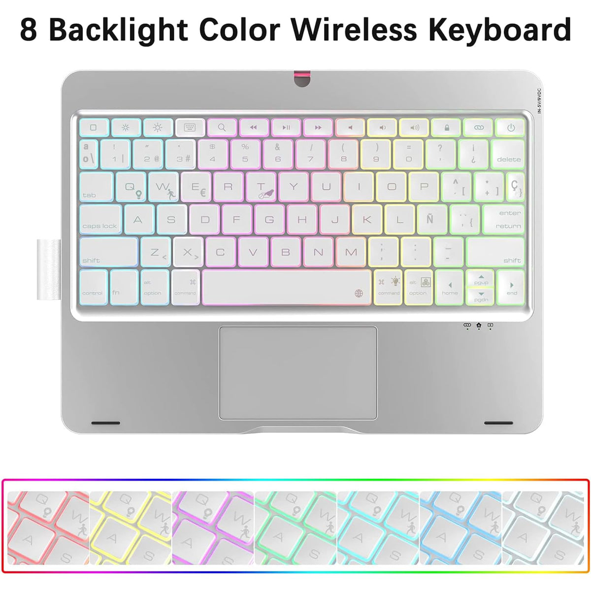 Funda con Teclado Rotación 360° zienstar Plateado Retroiluminado para iPad Air M2/M3/M4