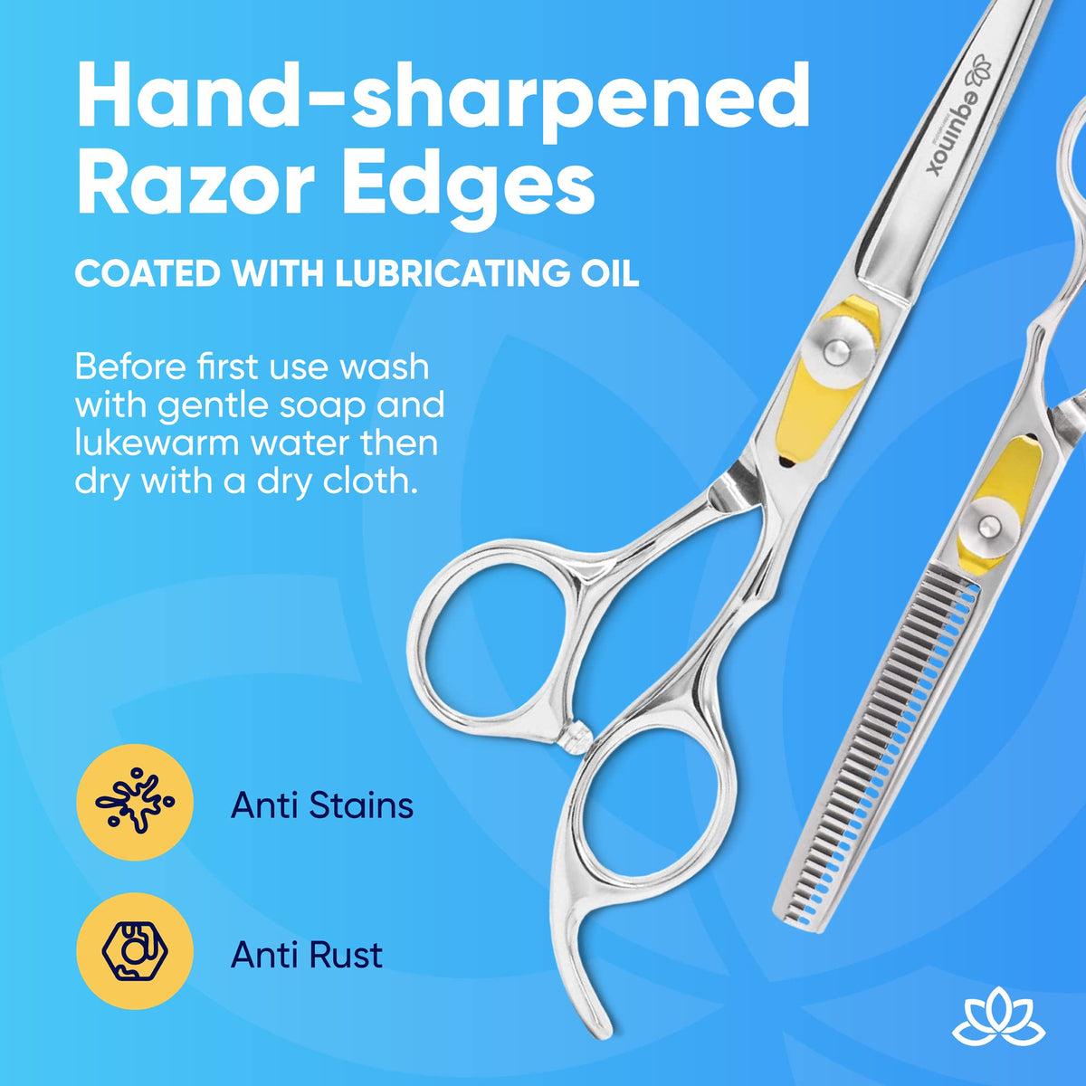 Equinox Professional Razor Edge Series - Hair Cutting and Thinning/Texturizing Scissors/Shears Set - 6.5 Overall Length with Fine Adjustment Tension Screw - Japanese Stainless Steel by Equinox International