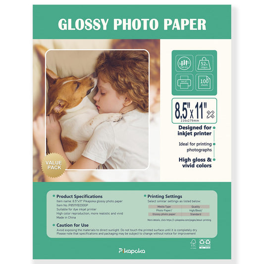 Papel Fotográfico Brillante para Impresora Inkjet, Paquete Variado 3.5x5, 4x6, 5x7, 150 Hojas