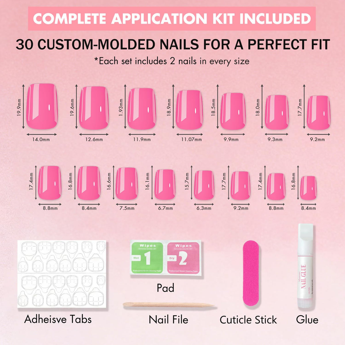 SXVME Uñas postizas cortas en azul pastel, con pegamento, brillantes, sencillas, cuadradas, de gel suave natural, reutilizables, 30 unidades