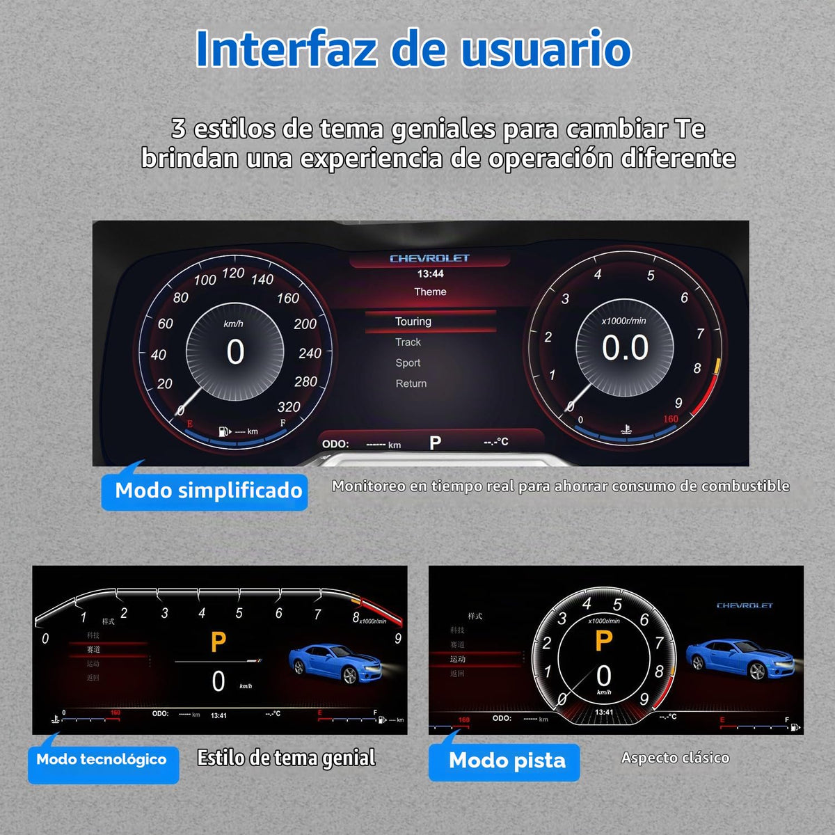 Módulo Digital Xuenav Chevrolet Camaro SS 2010-2015 Pantalla LCD Reemplazo Tablero Linux Instrumento Velocímetro
