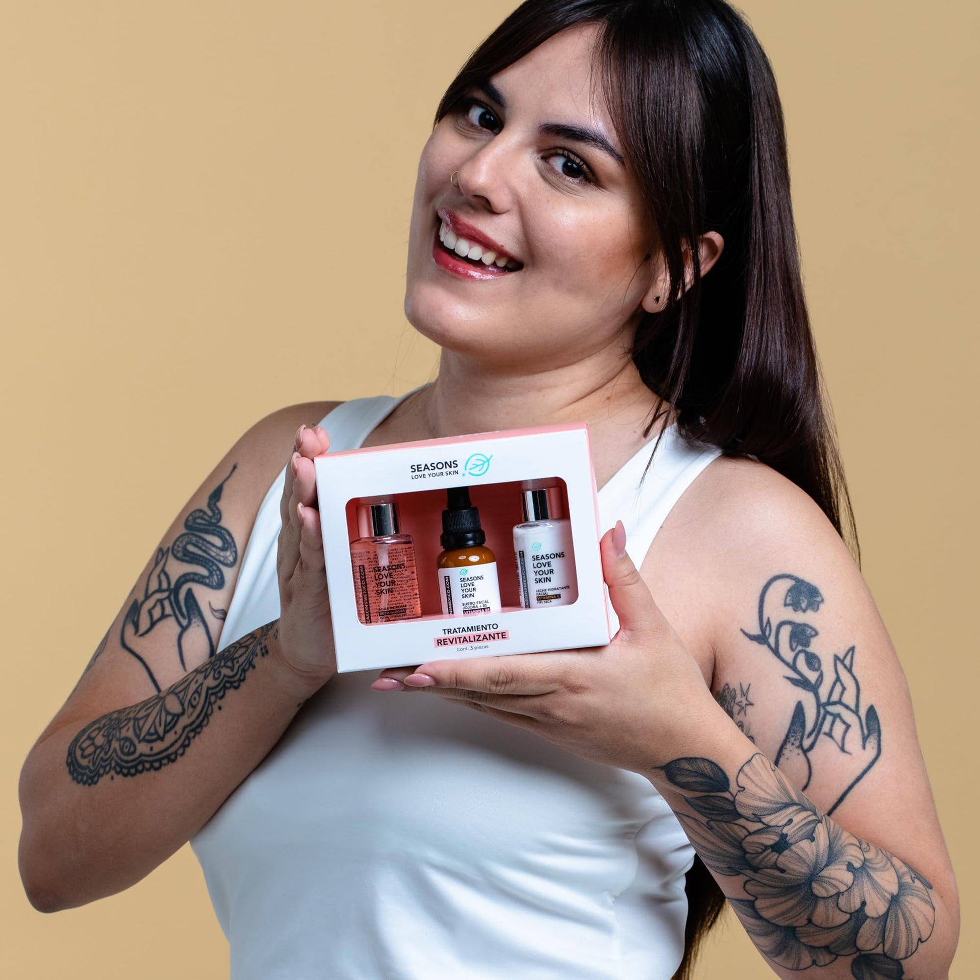 Kit Skincare Tratamiento Facial Revitalizante Seasons | Tónico Agua de Rosas + Serum Facial Jojoba + Hidratante Vitamina C