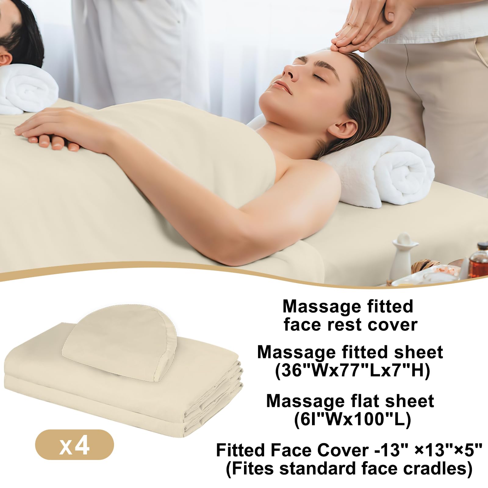 Bavlesfuire- JUEGO DE SÁBANAS DE MASAJE DE 3 PIEZAS: Recibirá 4 juegos de colchas de masaje, 4 juegos de sábanas ajustables de masaje y 4 juegos de soporte facial de masaje, que se pueden reutilizar.