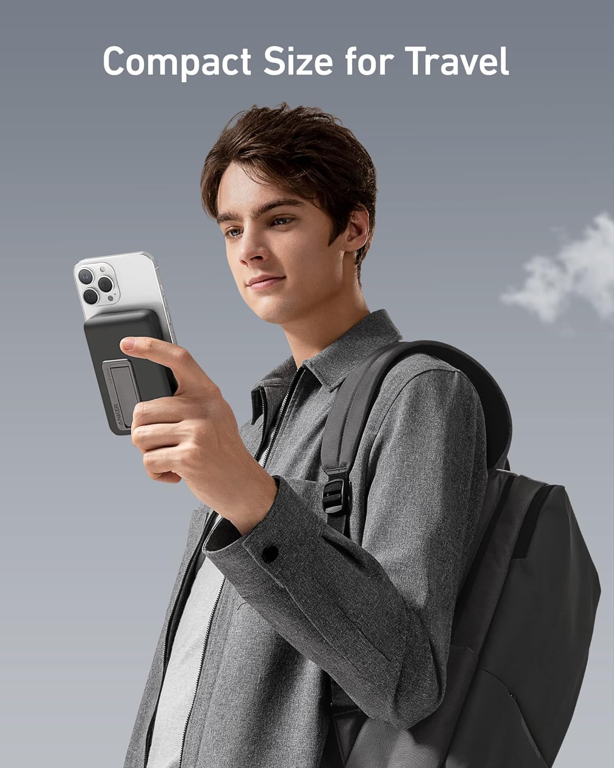 Batería Magnética Anker Negra Cargador Inalámbrico Plegable 10000 mAh para iPhone 14/13 Series