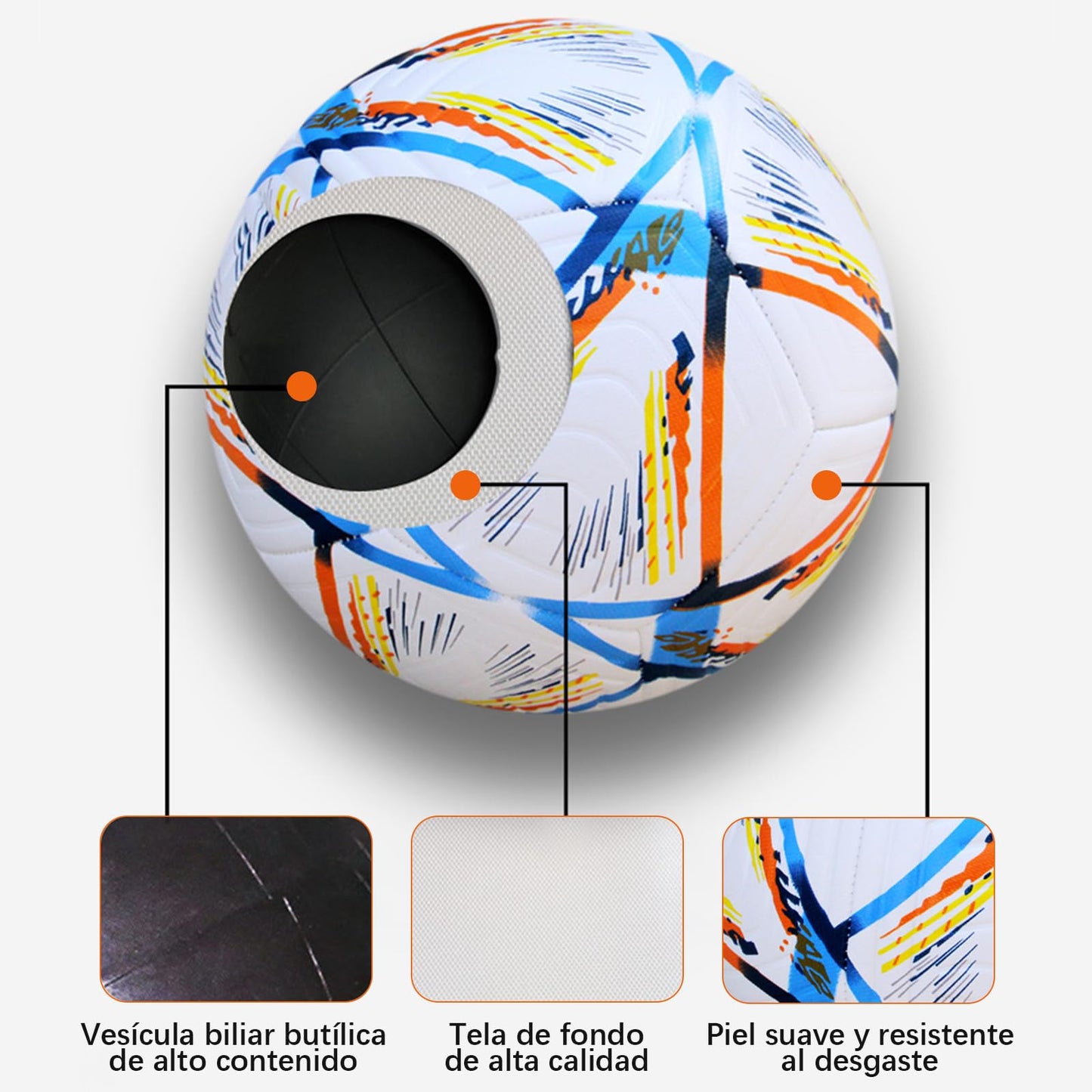 Balón de Fútbol ZYJXLY Blanco Estilo Copa del Mundo para Entrenamiento