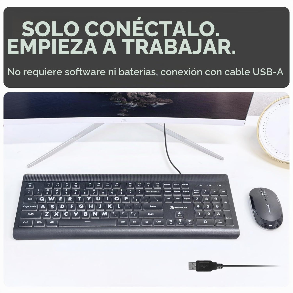 Teclado de Computadora X9 LED 7 Colores Retroiluminado Grande para Windows