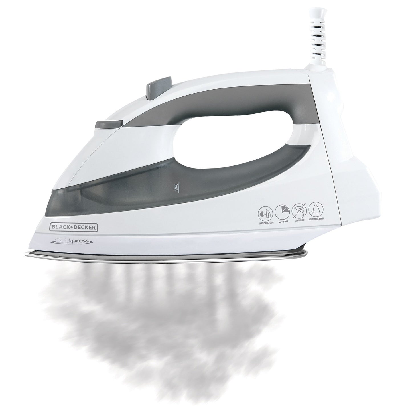 BLACK + DECKER F976 Quickpress - Plancha con tecnología de Vapor Inteligente, Blanco/Plateado