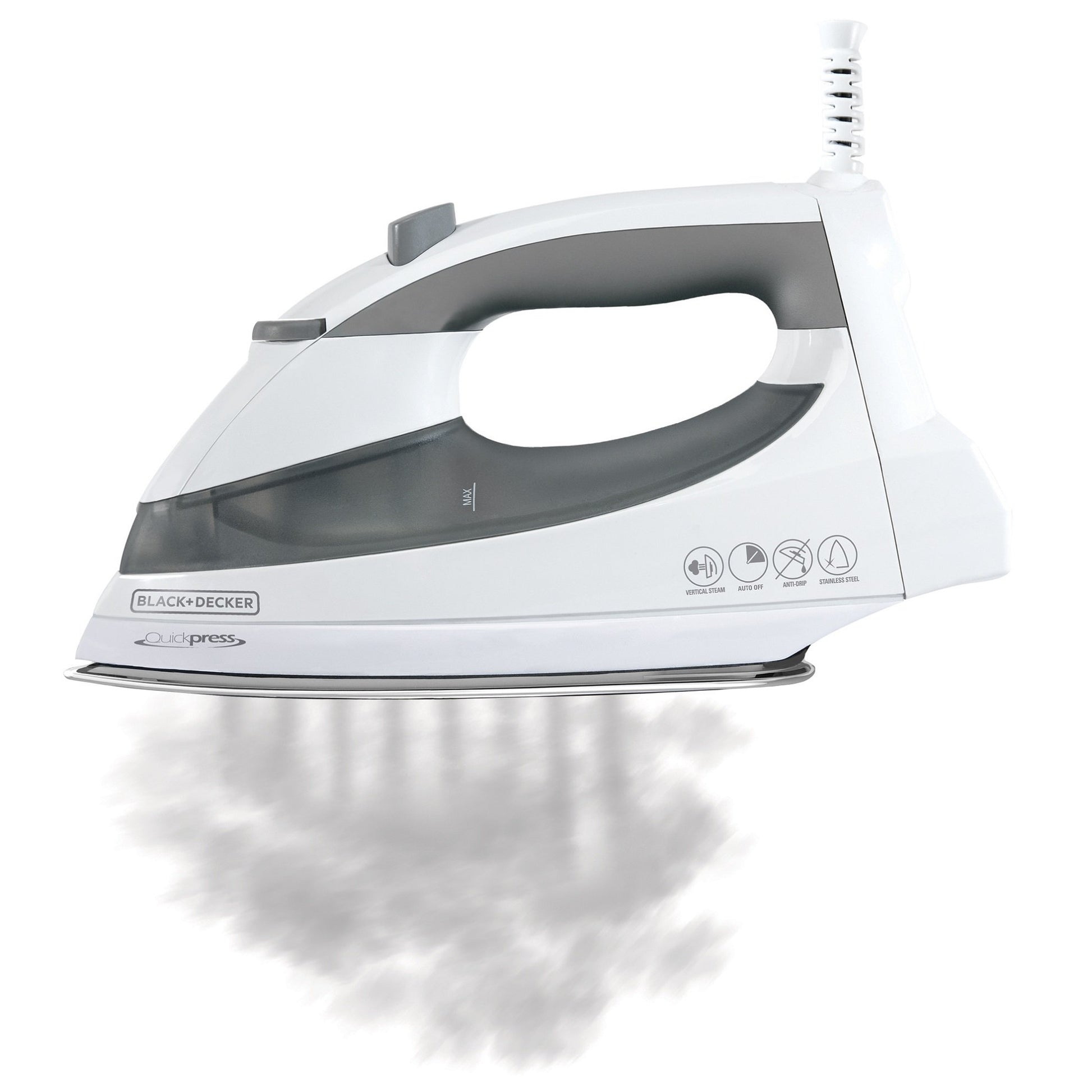 BLACK + DECKER F976 Quickpress - Plancha con tecnología de Vapor Inteligente, Blanco/Plateado